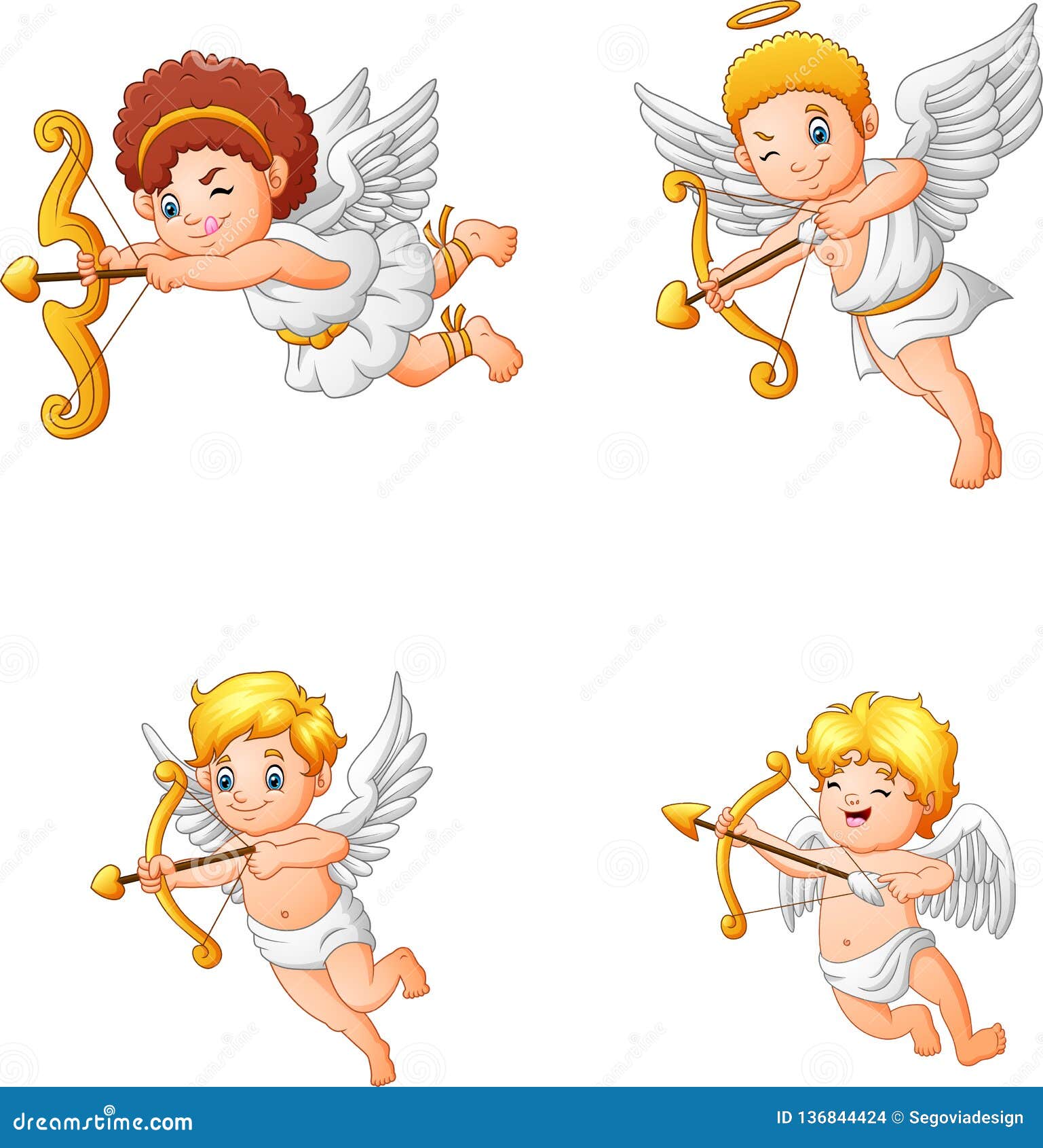 Ensemble De Collection D'ange De Cupidon De Bande Dessinée