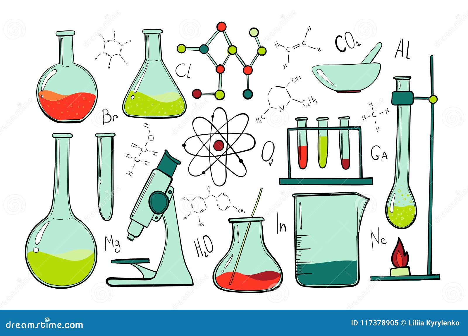 Ensemble De Couleur D Equipement De Laboratoire Chimie De La Science Microscope Flacons En Verre Et Tubes A Essai Experiences Ch Illustration De Vecteur Illustration Du Chimie Biotechnologie