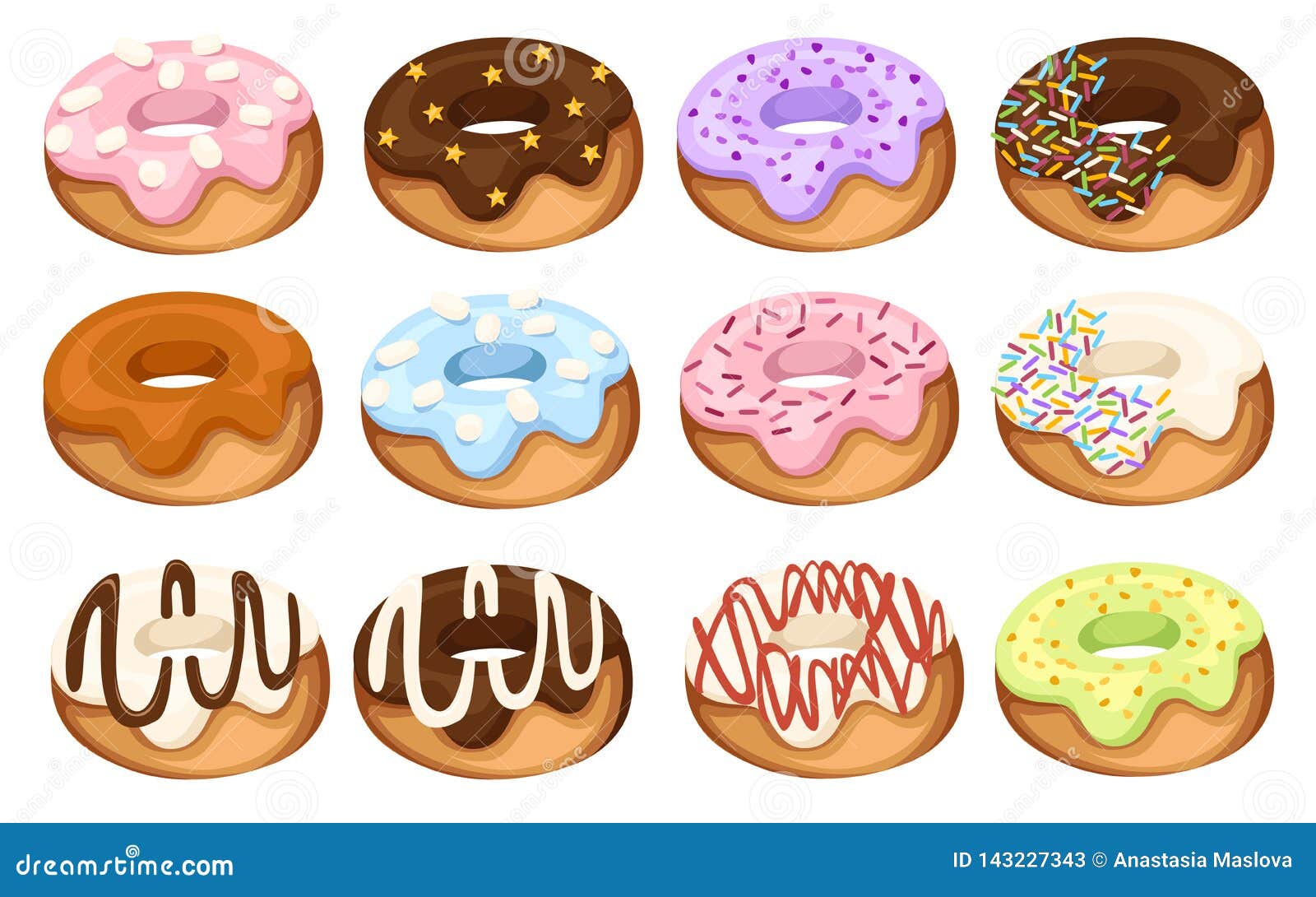 Download Ensemble De But?es Toriques Color?es De Bande Dessin?e Dessert Avec De La Cr?me Illustration ...