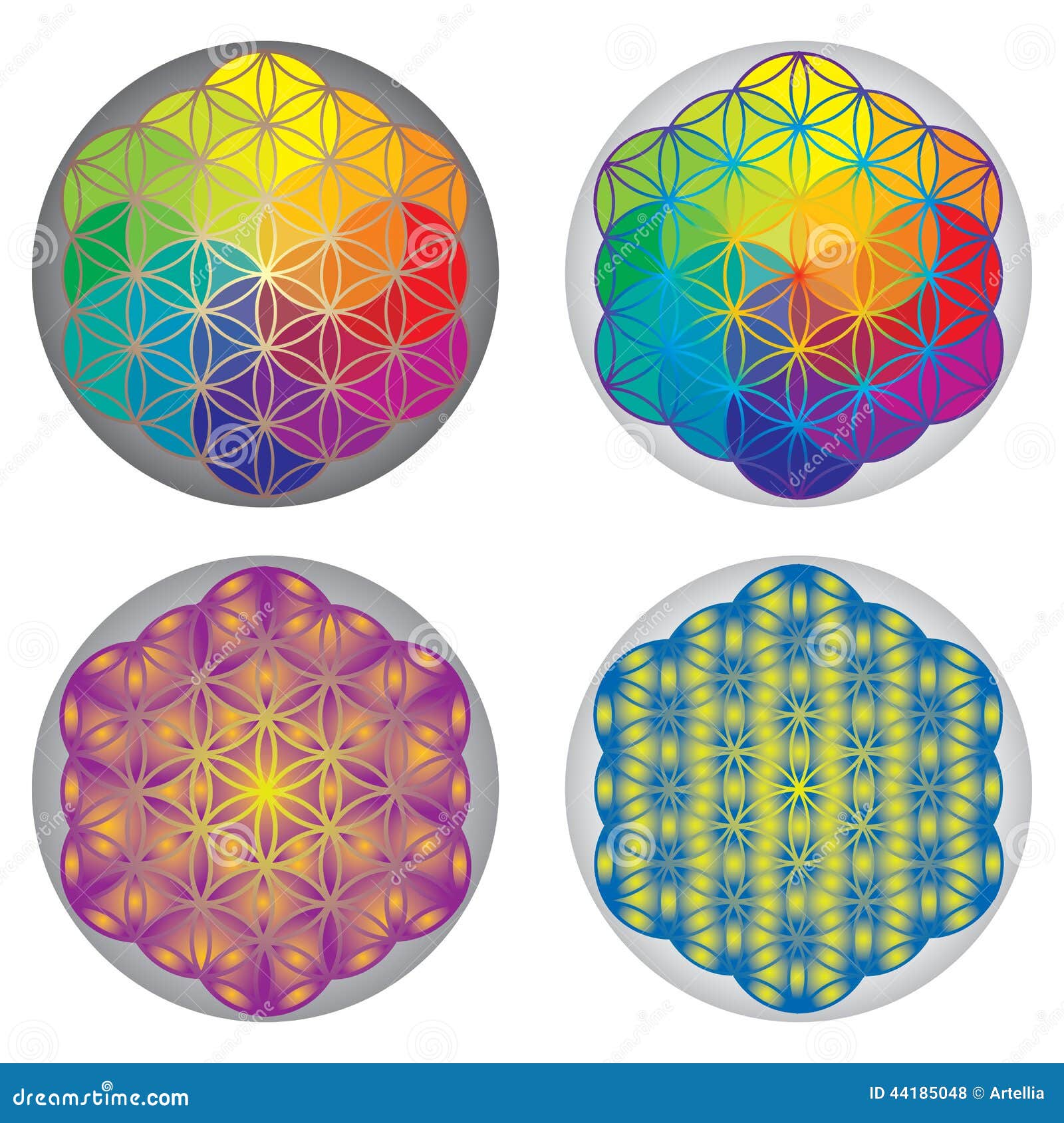 Fleur De Vie Couleur à Imprimer Gratuitement Ensemble De Fleur Des Symboles De La Vie - Couleurs D'arc-en-ciel Illustration de Vecteur - Illustration du mandala, univers: 44185048
