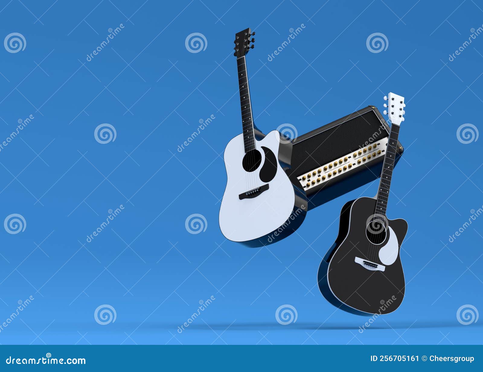 Guitare Acoustique électrique Sur Le Stand Isolé Sur Fond Blanc.  Illustration Stock - Illustration du fond, basse: 269420491