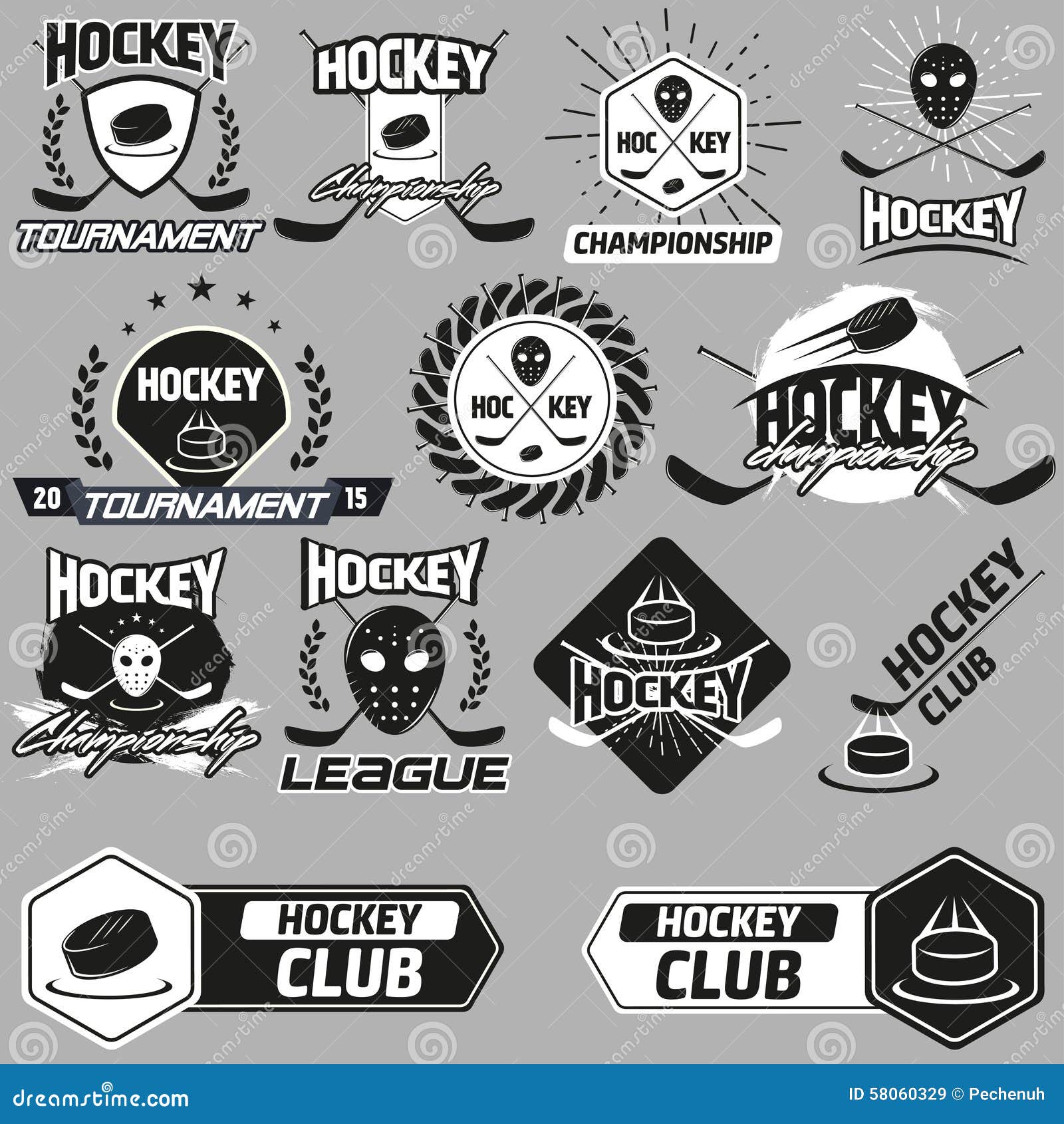 Ensemble de label d'hockey illustration de vecteur. Illustration du