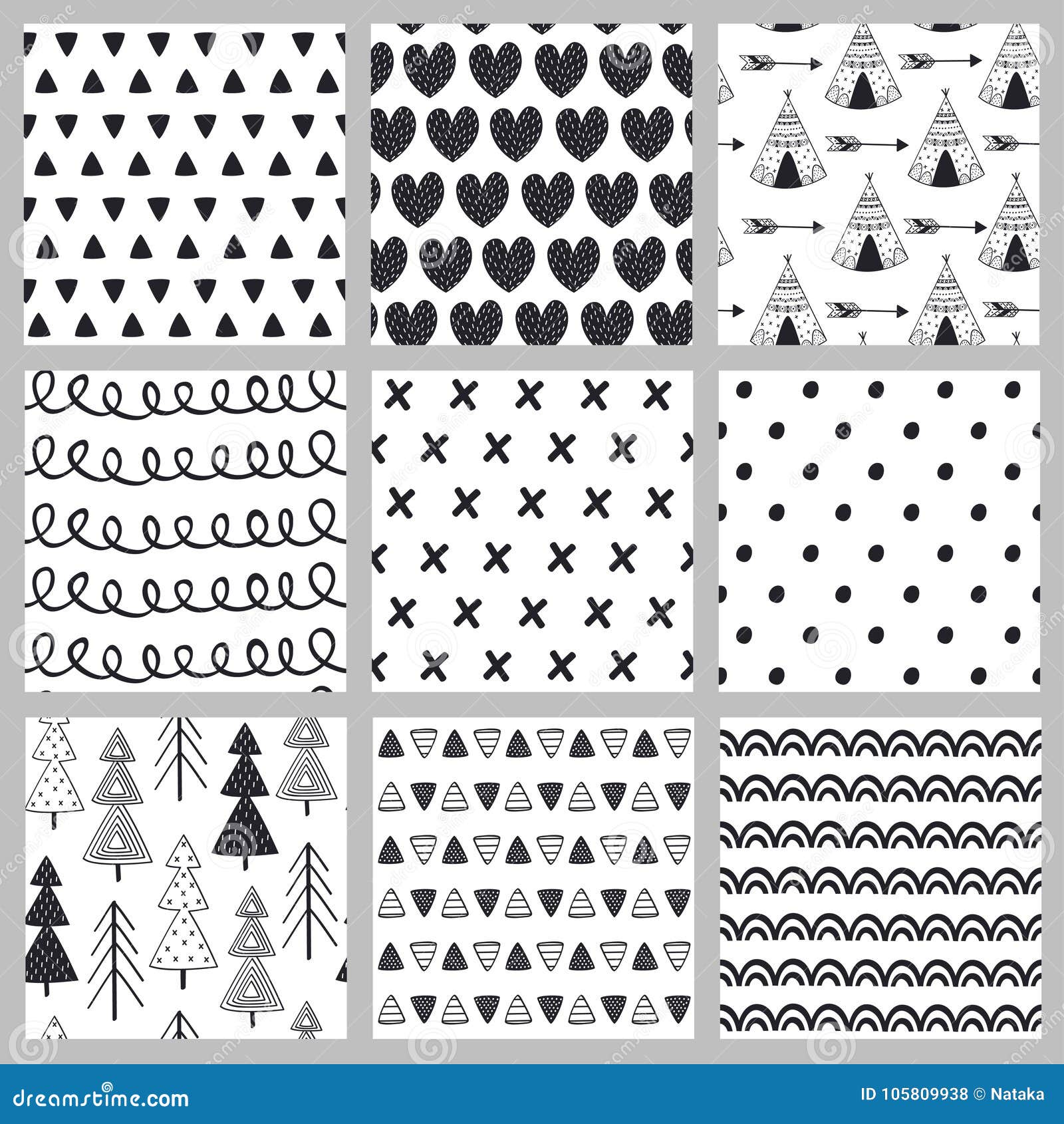 Ensemble De Modele Sans Couture Noir Et Blanc Dans Le Style Scandinave Illustration De Vecteur Illustration Du Main Nordique Ensemble De Modele Sans Couture Noir Et Blanc Dans Le Style Scandinave Illustration De Vecteur Illustration Du Main Nordique