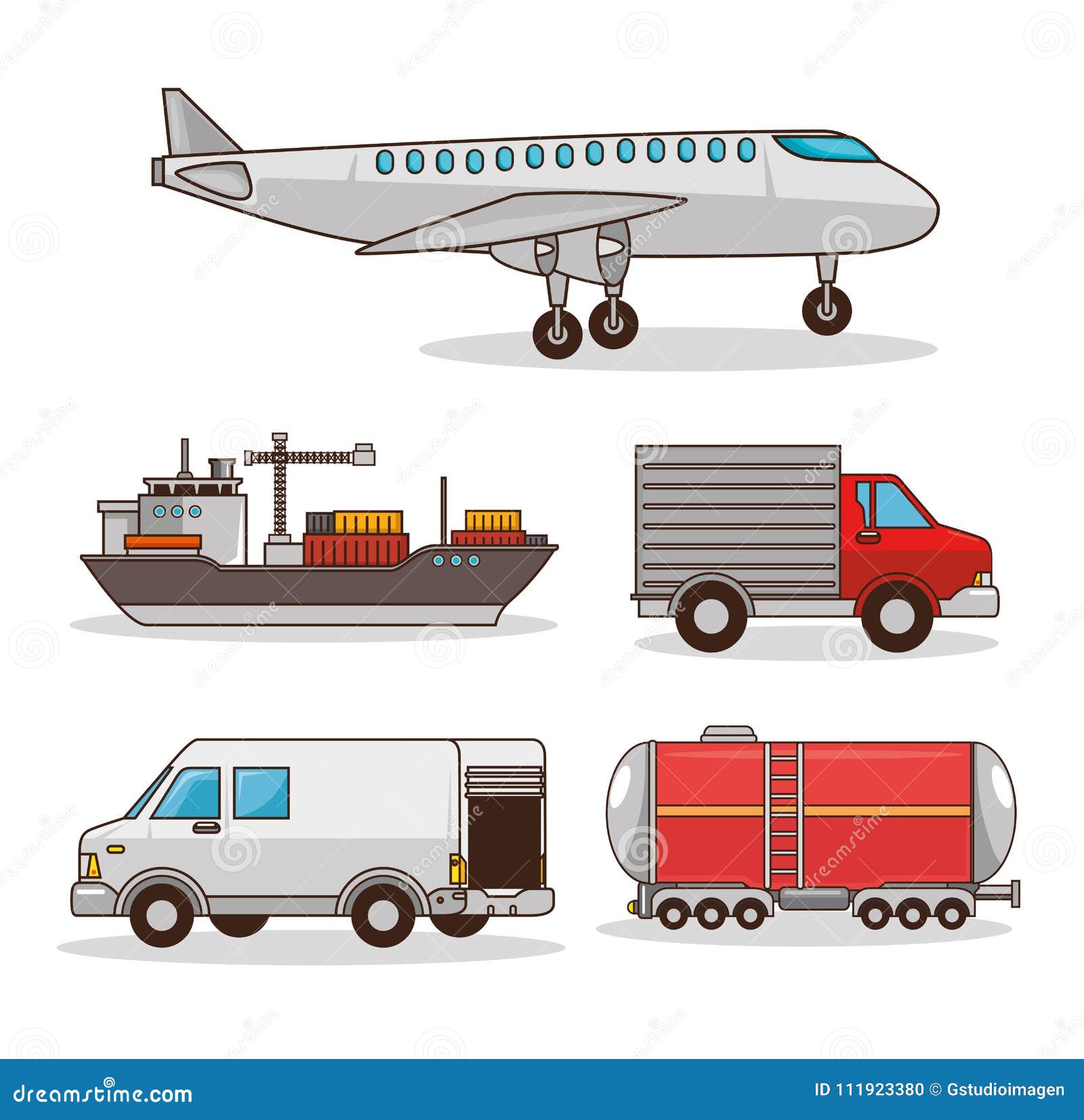 Ensemble De Moyens De Transport Illustration De Vecteur Illustration Du Concept Fond