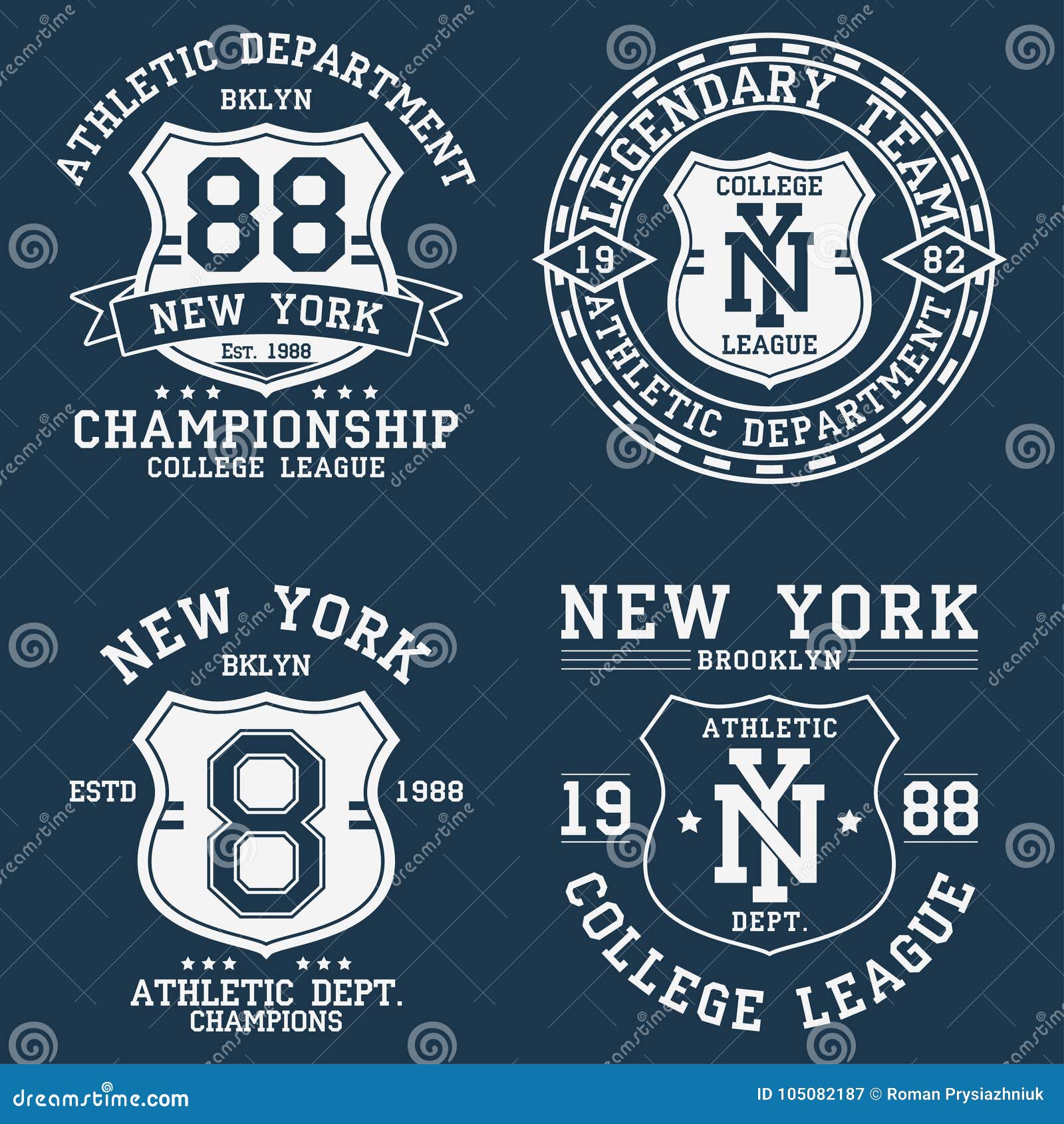 Ensemble Graphique De Marque De Vintage De New York, Brooklyn Pour