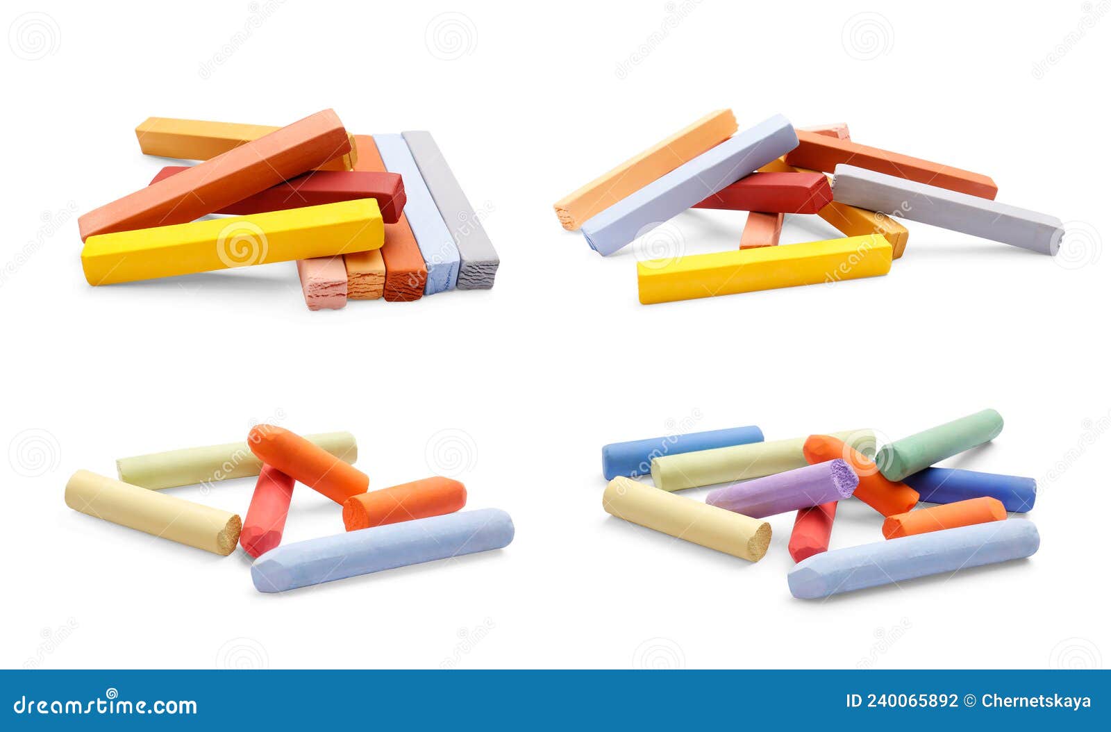 Ensemble De Pastels Doux Sur Fond Blanc. Crayons De Dessin Photo stock