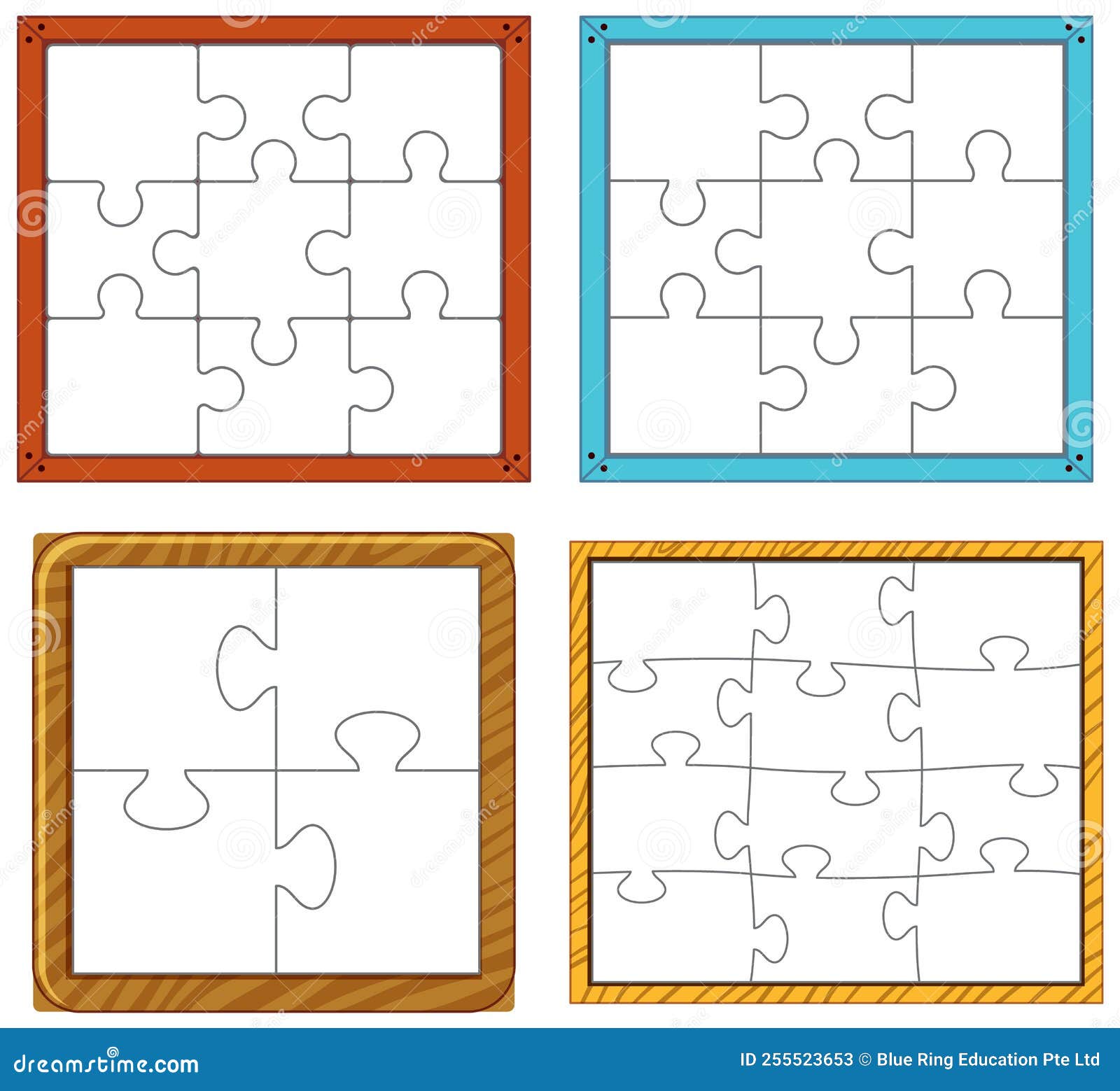 Ensemble De Puzzle Vide Avec Cadre Illustration de Vecteur