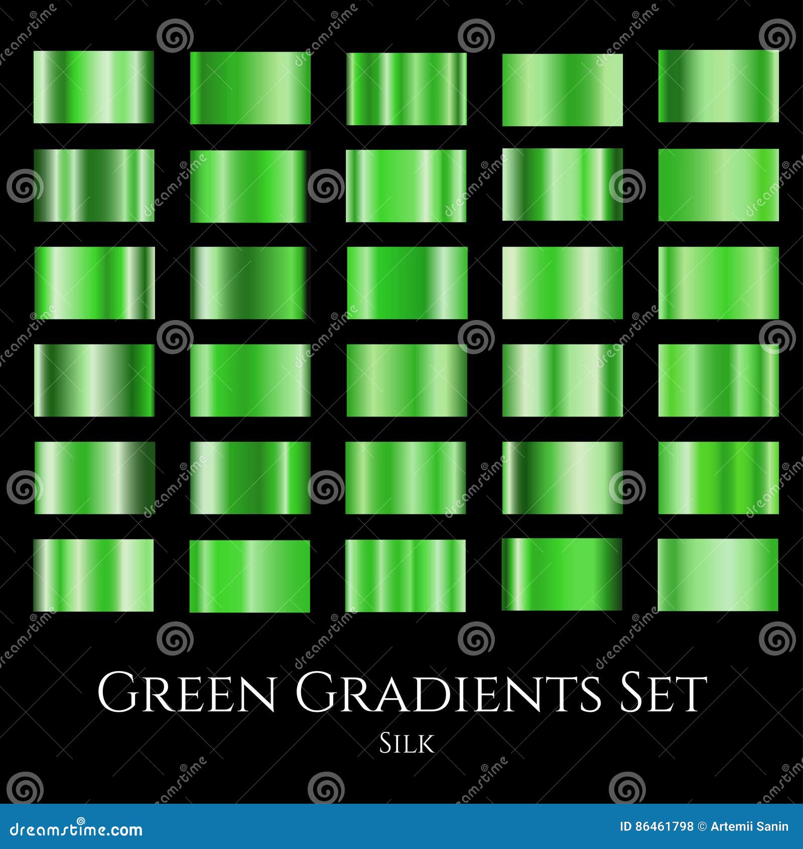 Ensemble de vecteur de gradients en soie verts Collection d'échantillons de gradation de conception. Ensemble en soie vert de vecteur de gradients Collection d'échantillons de gradation de conception