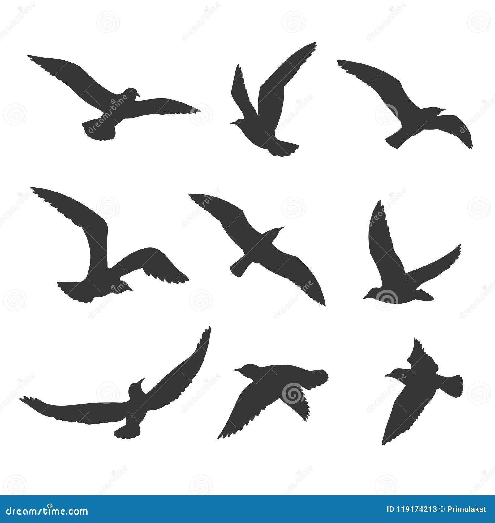 Ensemble De Vecteur De Silhouette D Oiseaux De Vol Illustration De Vecteur Illustration Du Faucon Oiseaux