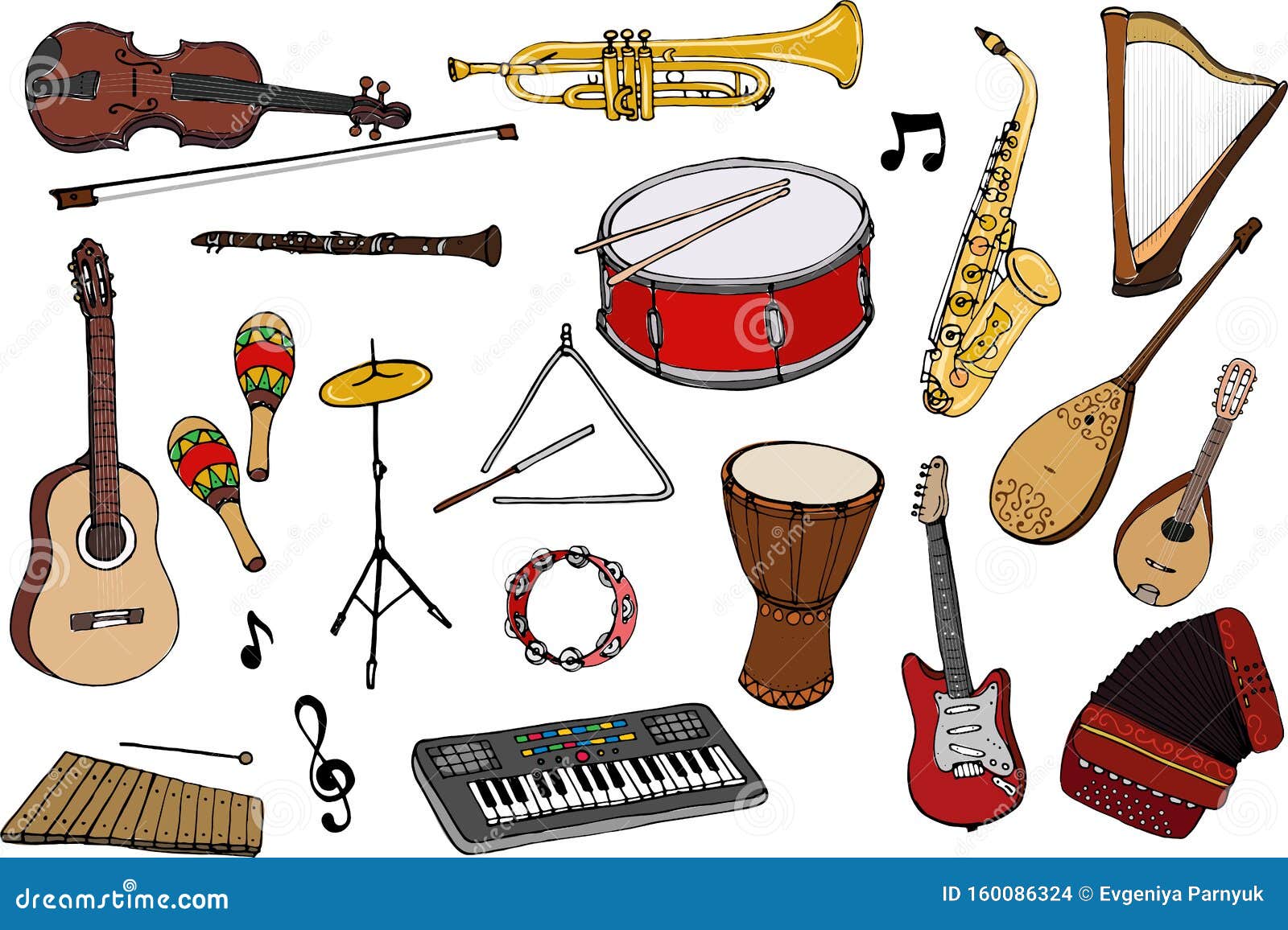 Main Seamless Dessiné Des Instruments De Musique Classique Clip