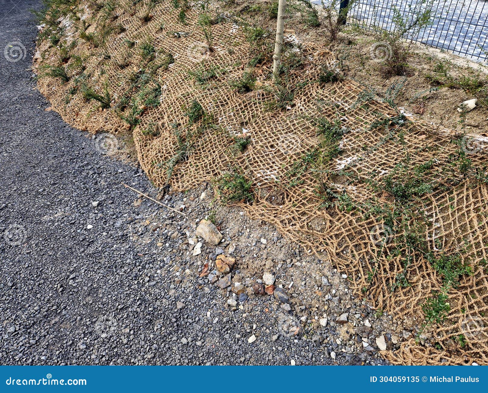 Ensuring Slope Against Erosion of Substrate and Soil by Rain. Stock ...