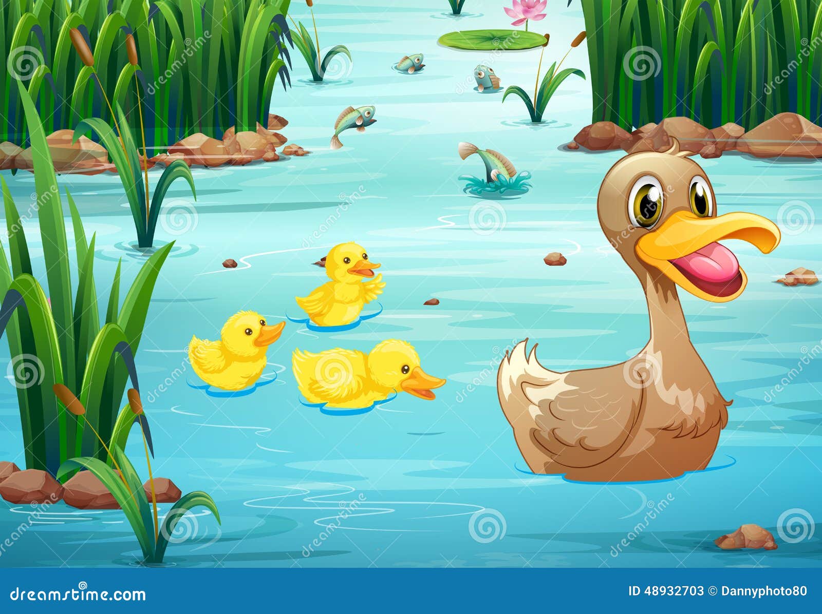 Enten und Teich vektor abbildung. Illustration von lotos 48932703