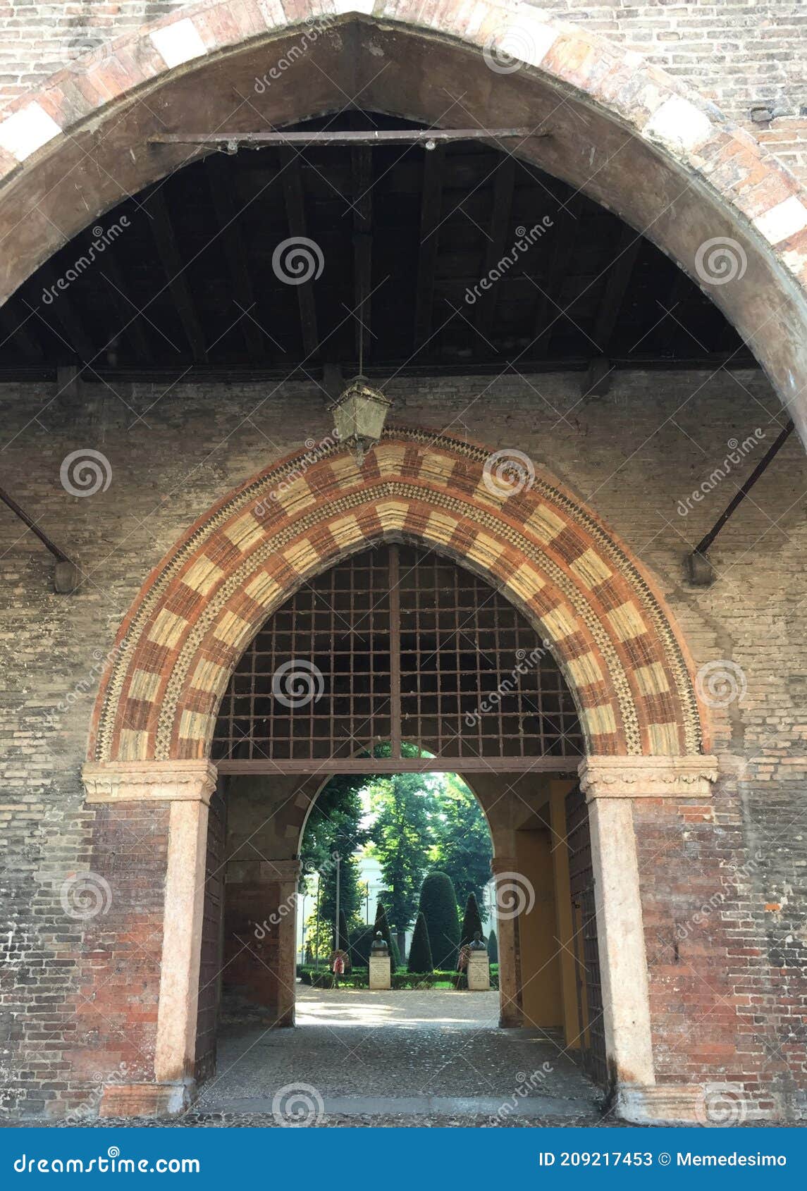 enter for piazza lega lombarda part of the palazzo ducale in mantua, italy.