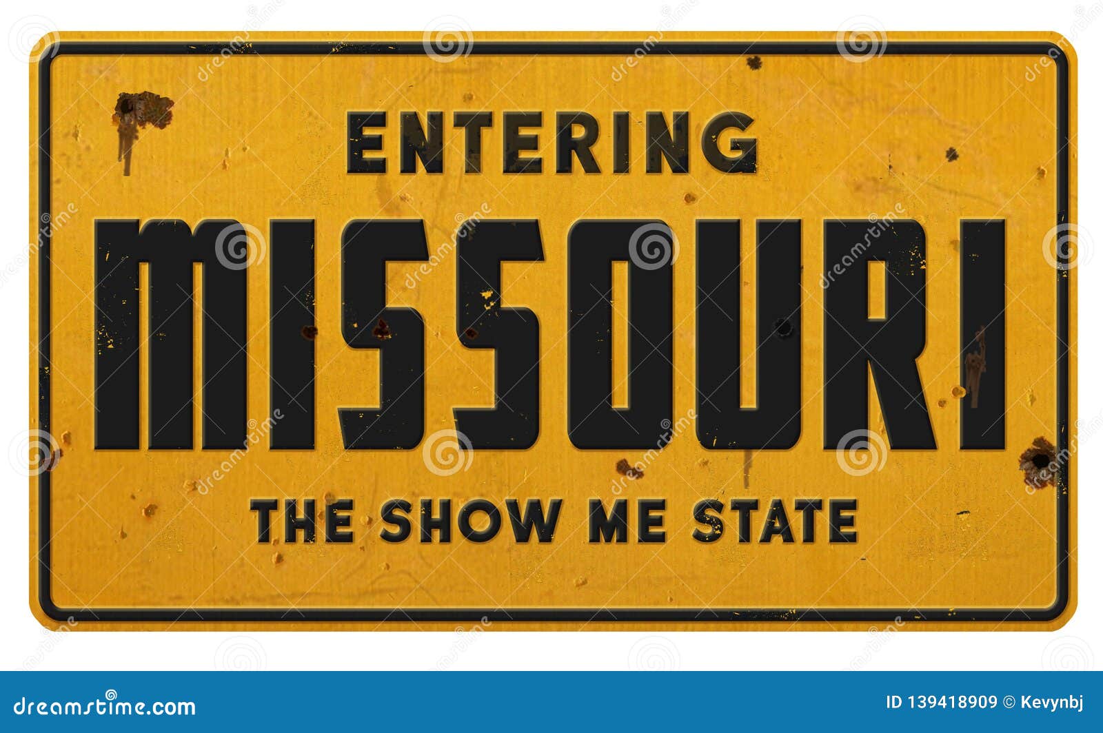 entering missouri mo sign grunge metal the show me state
