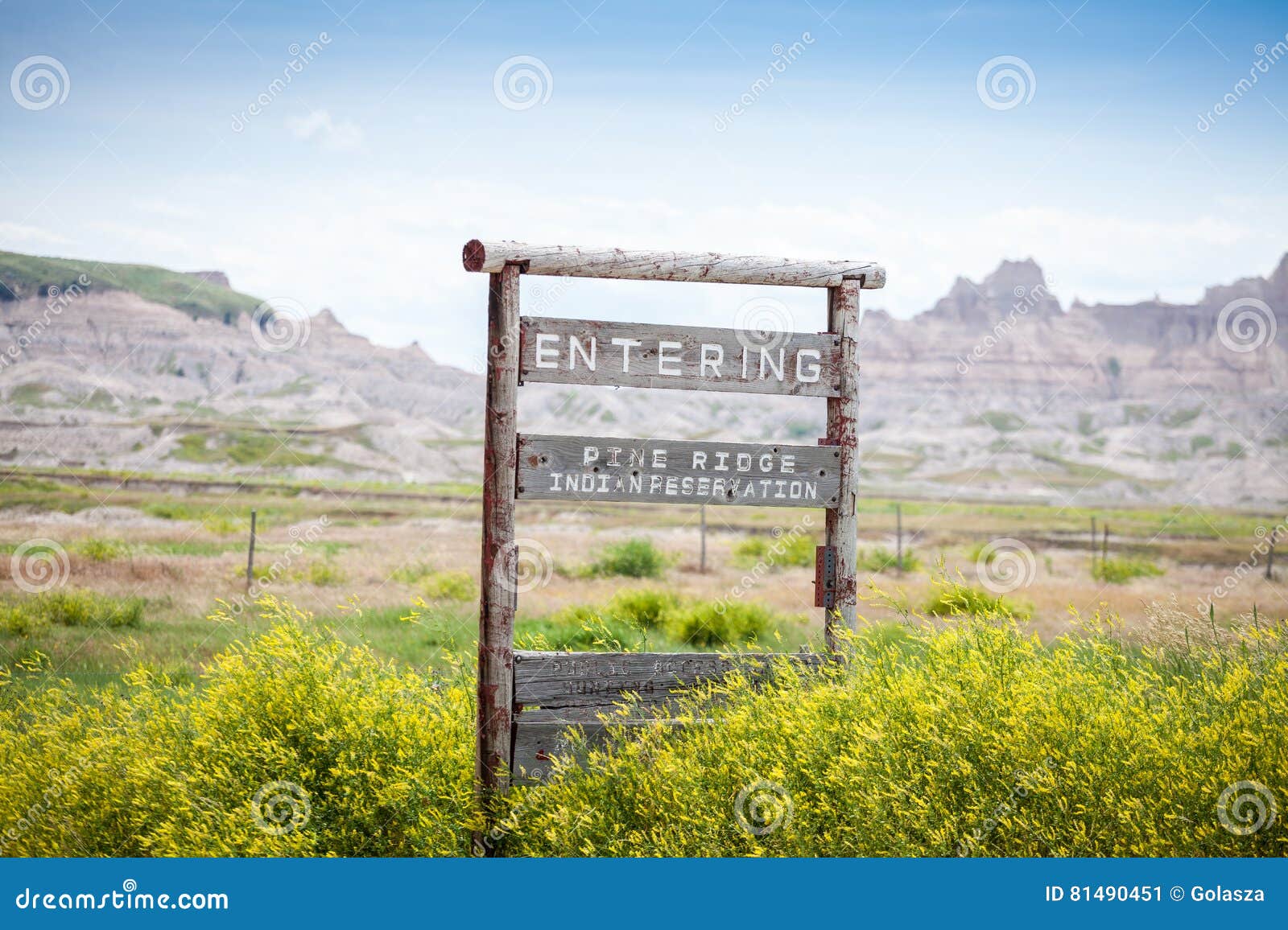 entering pine ridge indian reservation, south dakota, usa