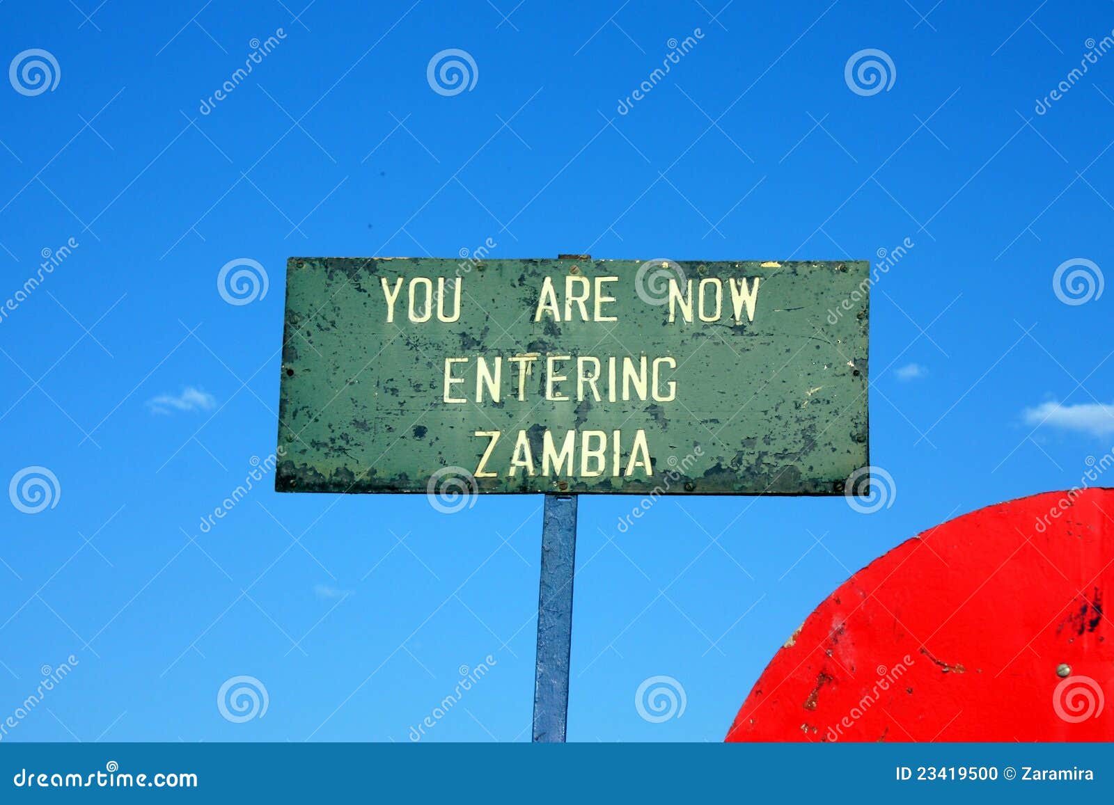 Entering zambia stock photo. Image of africa, road, sign 23419500