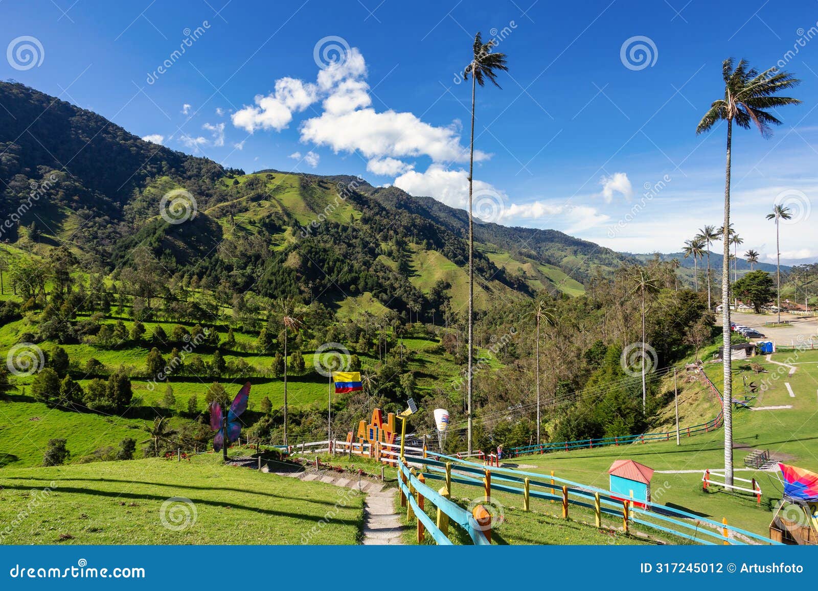 entertainment center in valle del cocora valley with tall wax palm trees. salento, quindio department. colombia