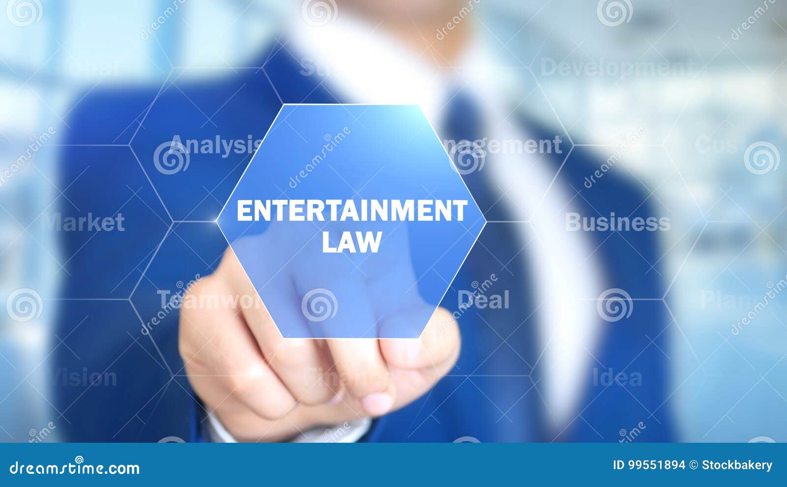 entertainment law, man working on holographic interface, visual screen