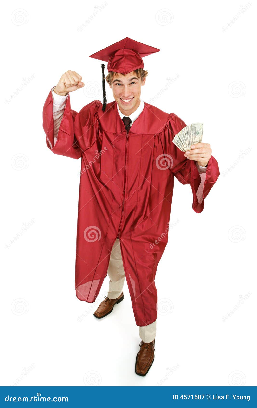 enthusiastic graduate with cash