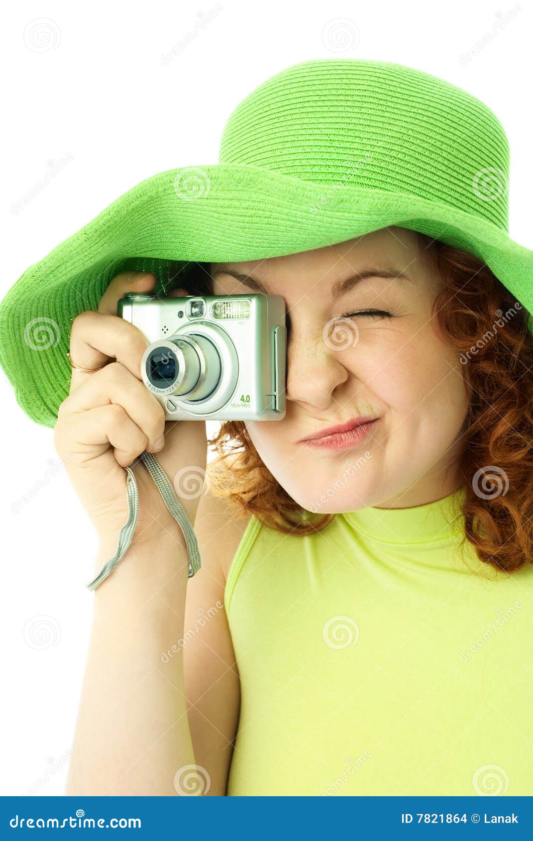 enthusiastic young woman with a camera