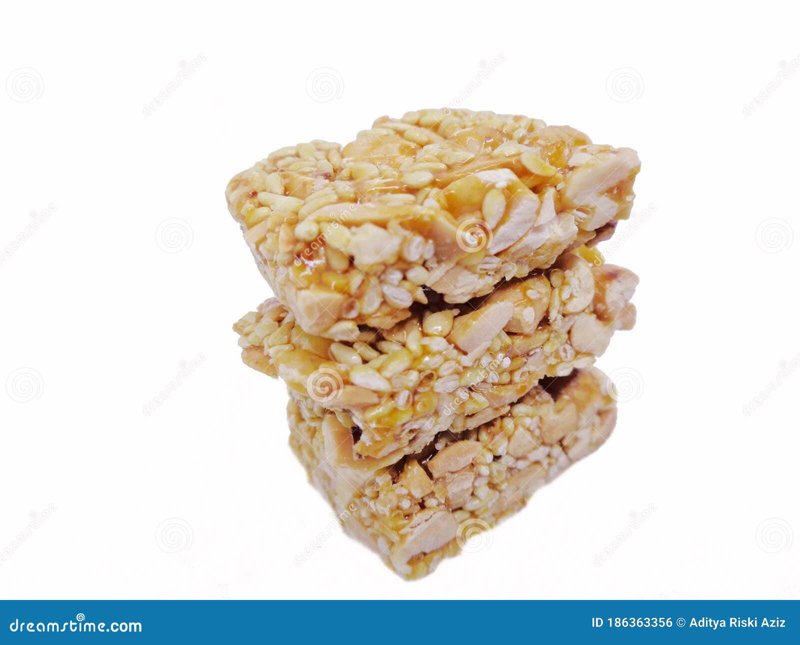 enting enting geti, indonesian blitar, java snack with white background. geti made of peanut, sesame and palm sugar. sweet, savo