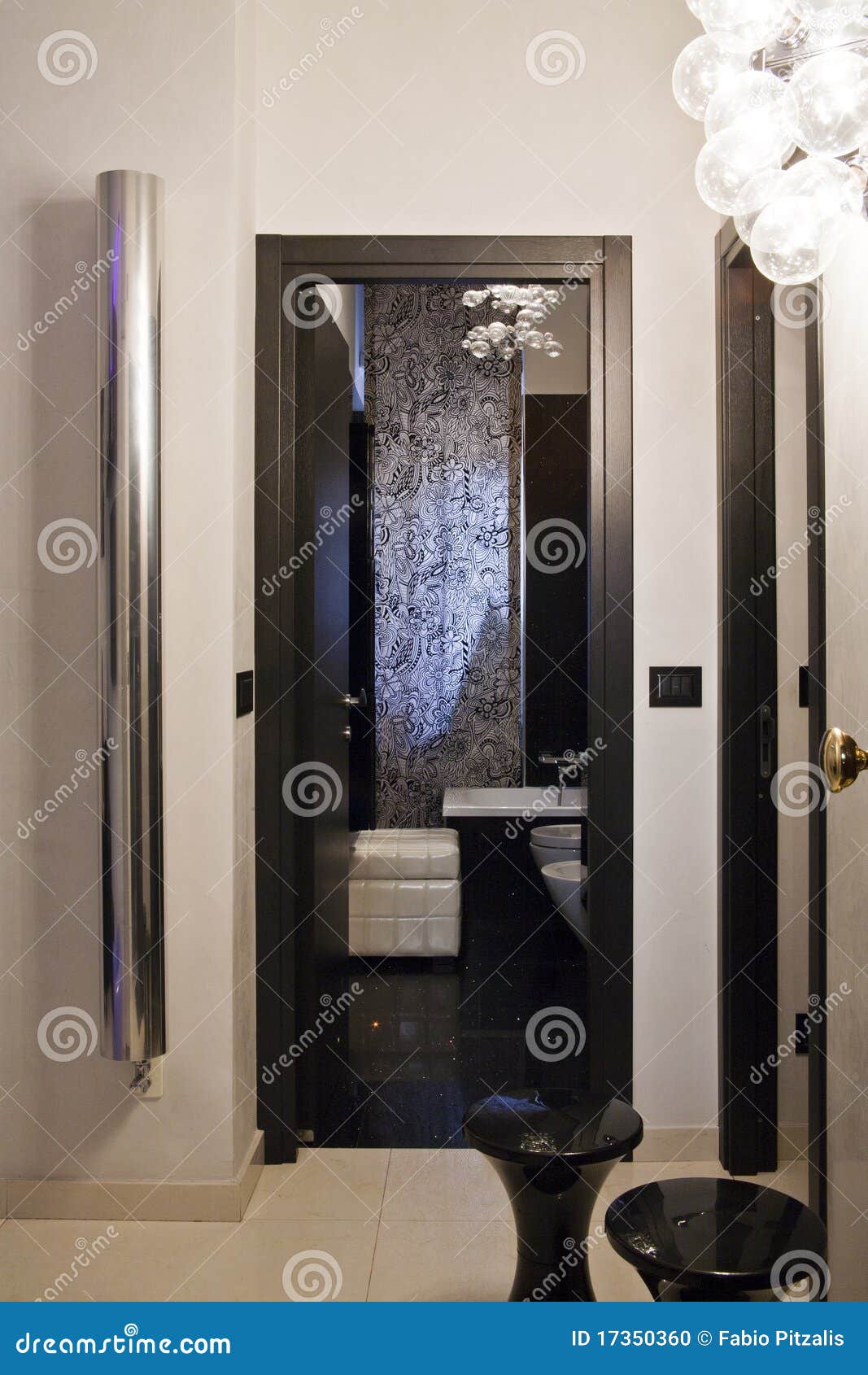 Entrance and Bathroom in a Modern Home Stock Photo - Image of furniture ...