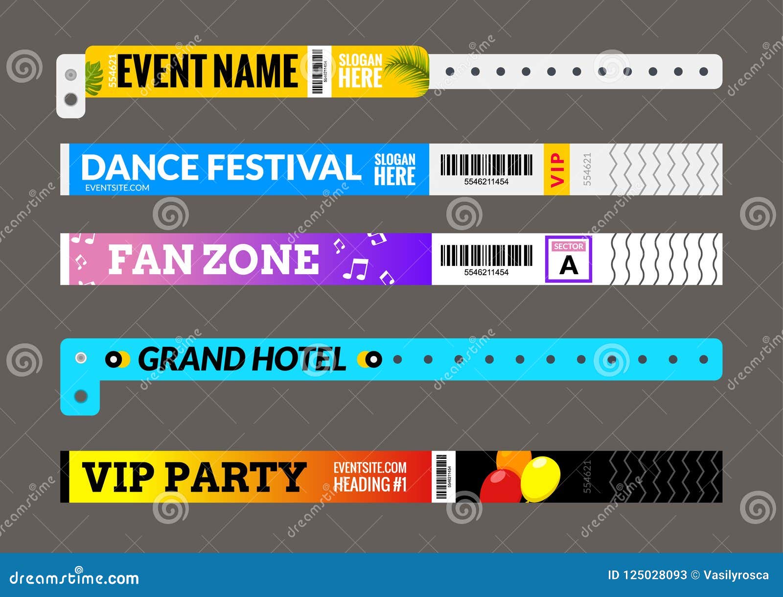 Entrance Bracelet at Concert Event Zone Festival. Access Id Template ...
