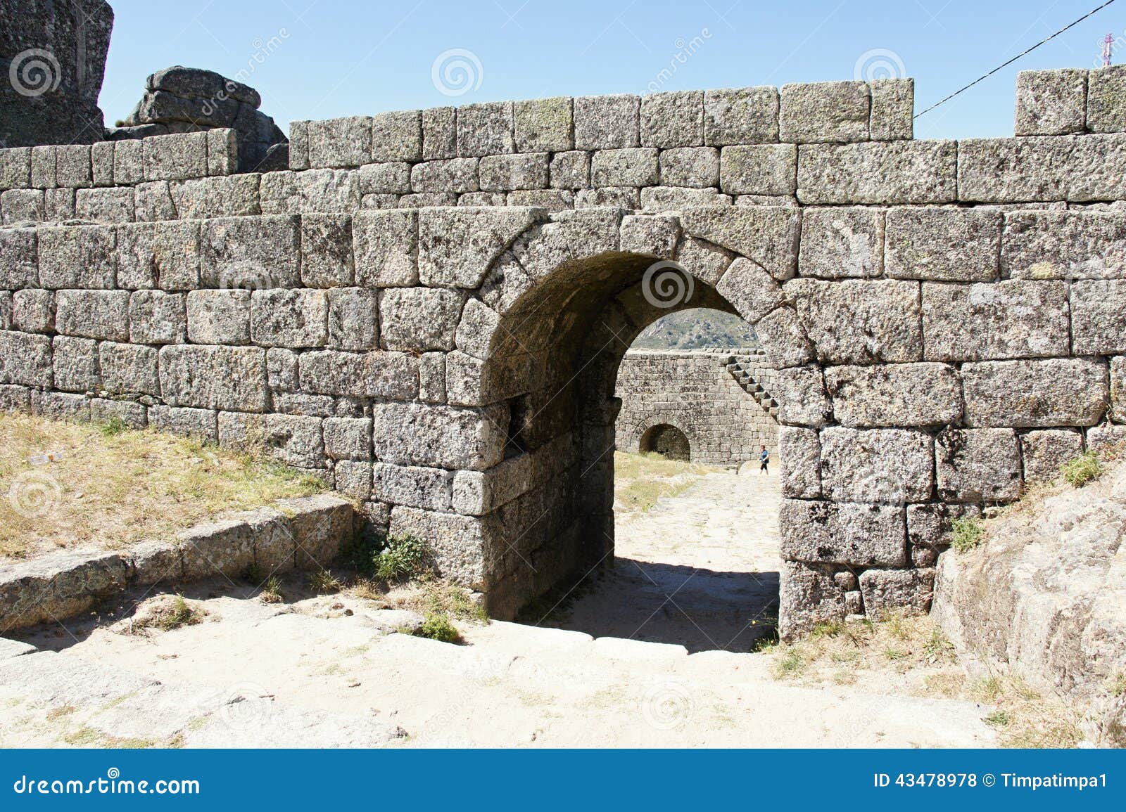 entrance in bulwark of castle in monsanto, portugal