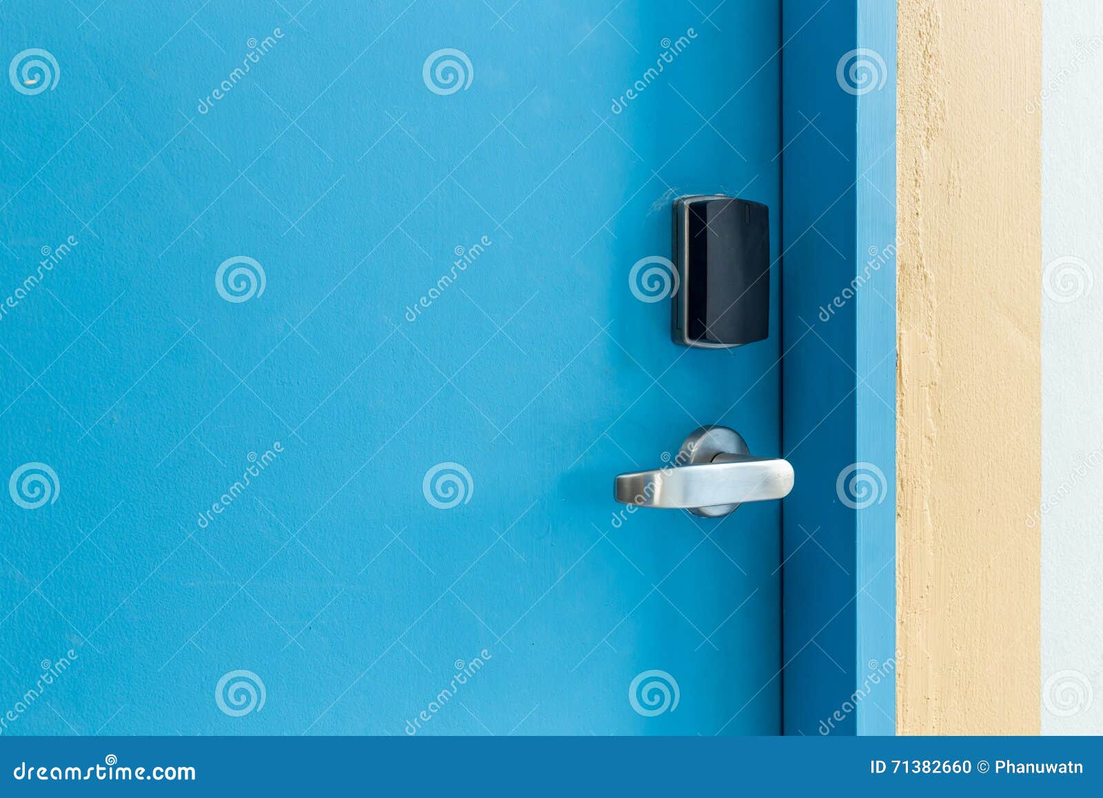 Entrance Door with Electronic Keycard Lock System Stock Photo Image