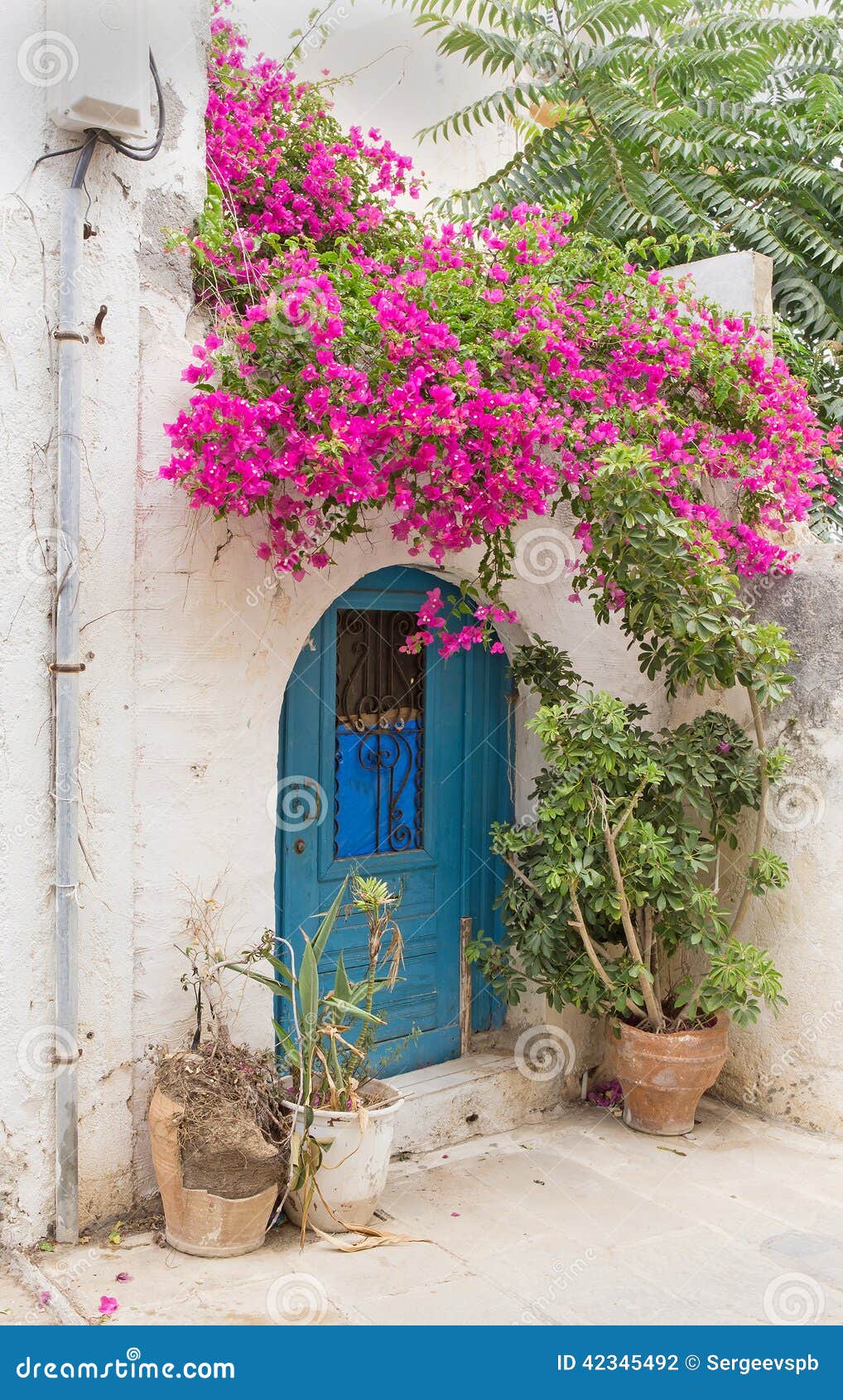 Entrance Door To the Mediterranean House Stock Photo - Image of greece ...