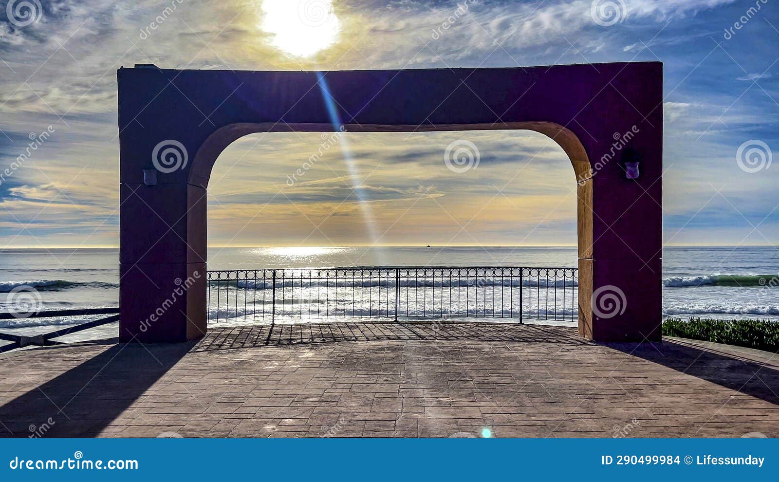 entrance and gateway to the pacific ocean in the fishing village of puerto nuevo in the state of baja california in mexico.