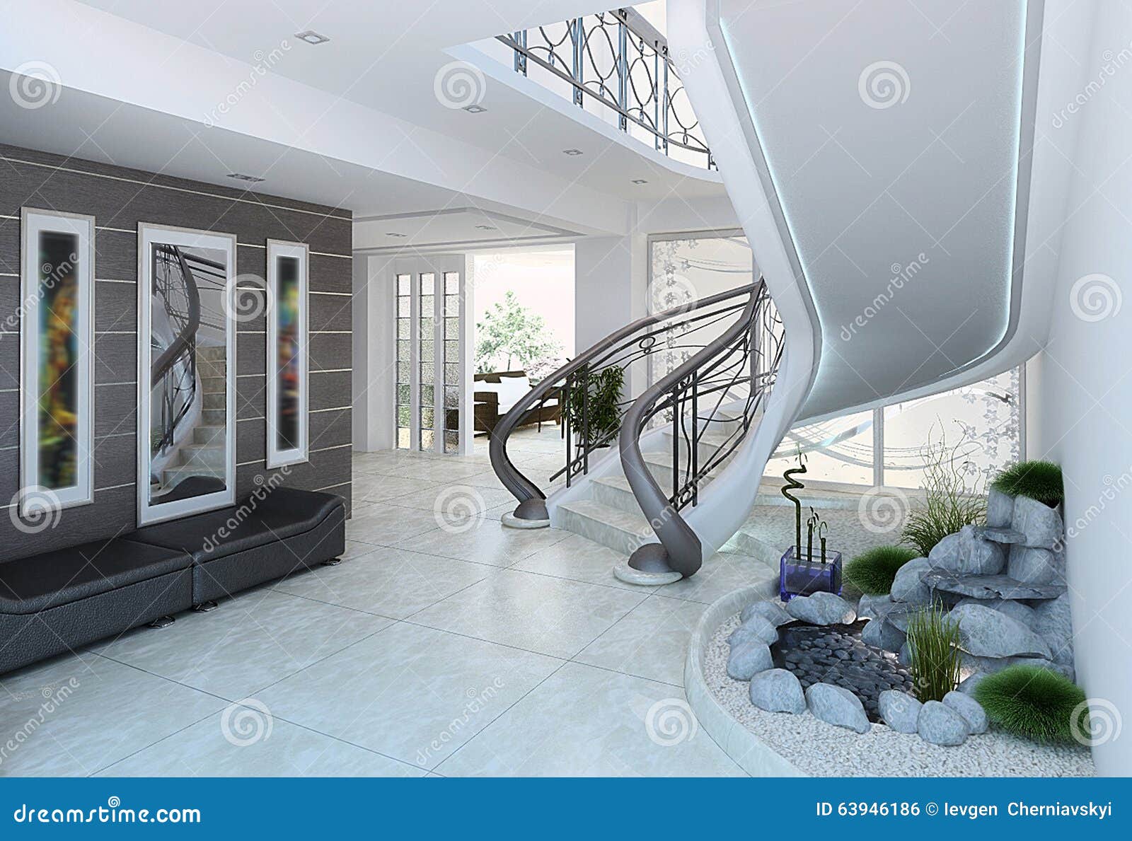 Entrance Hall Decorating Ideas 3d Render Stock Illustration