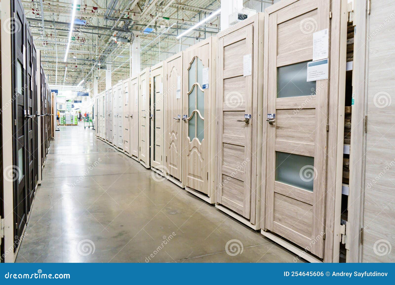 Entrance and Interior Doors in the Warehouse of the Hardware Store