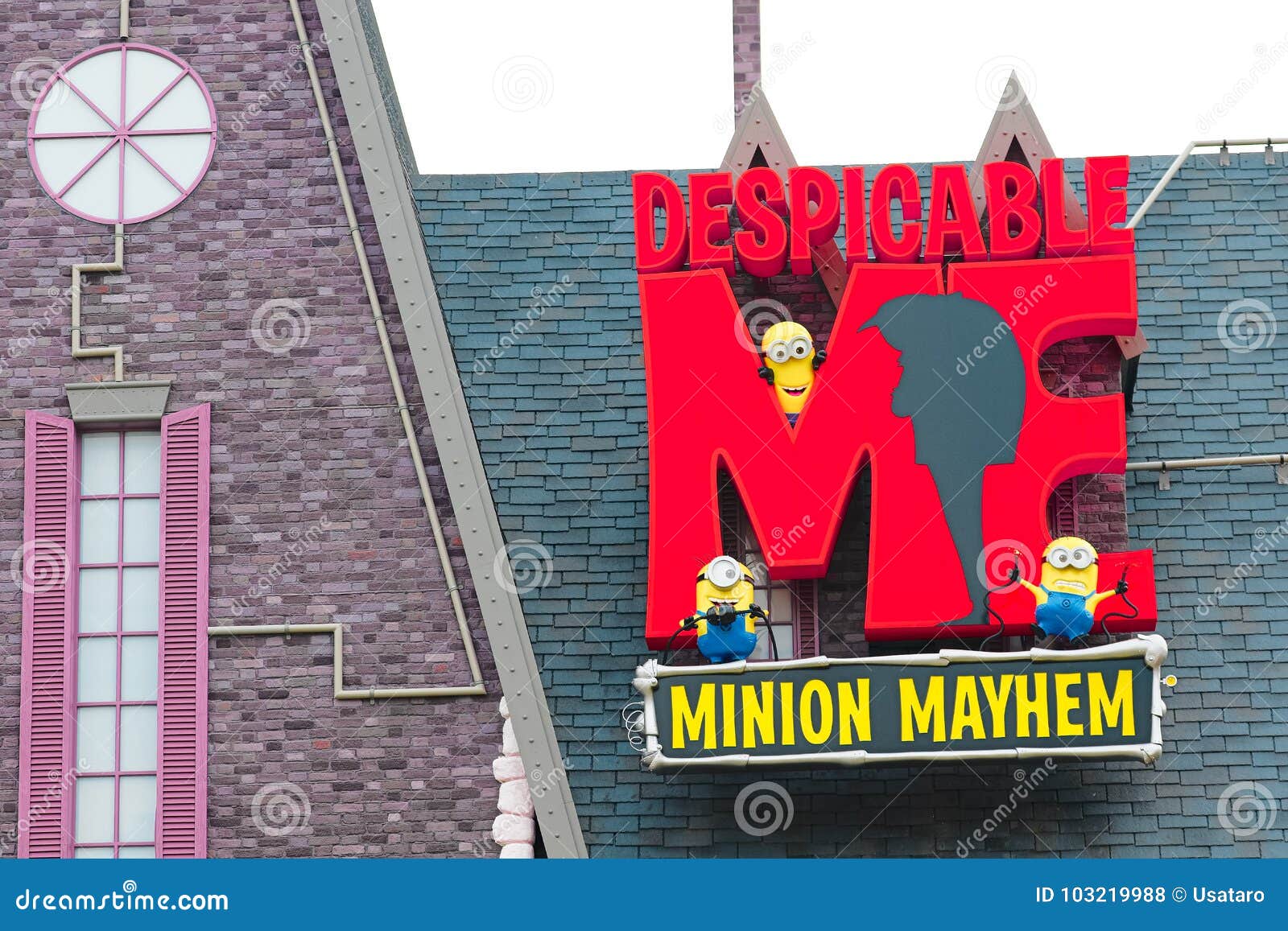 Entrance Sign of Despicable Me Minion Mayhem Editorial Stock Photo