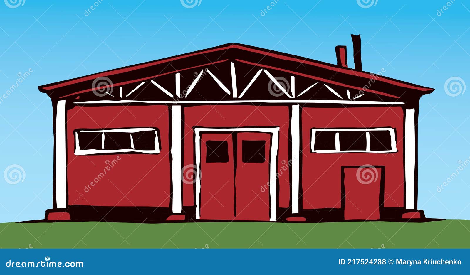 Entrance To the Barn. Vector Drawing Stock Vector - Illustration of garage,  factory: 217524288