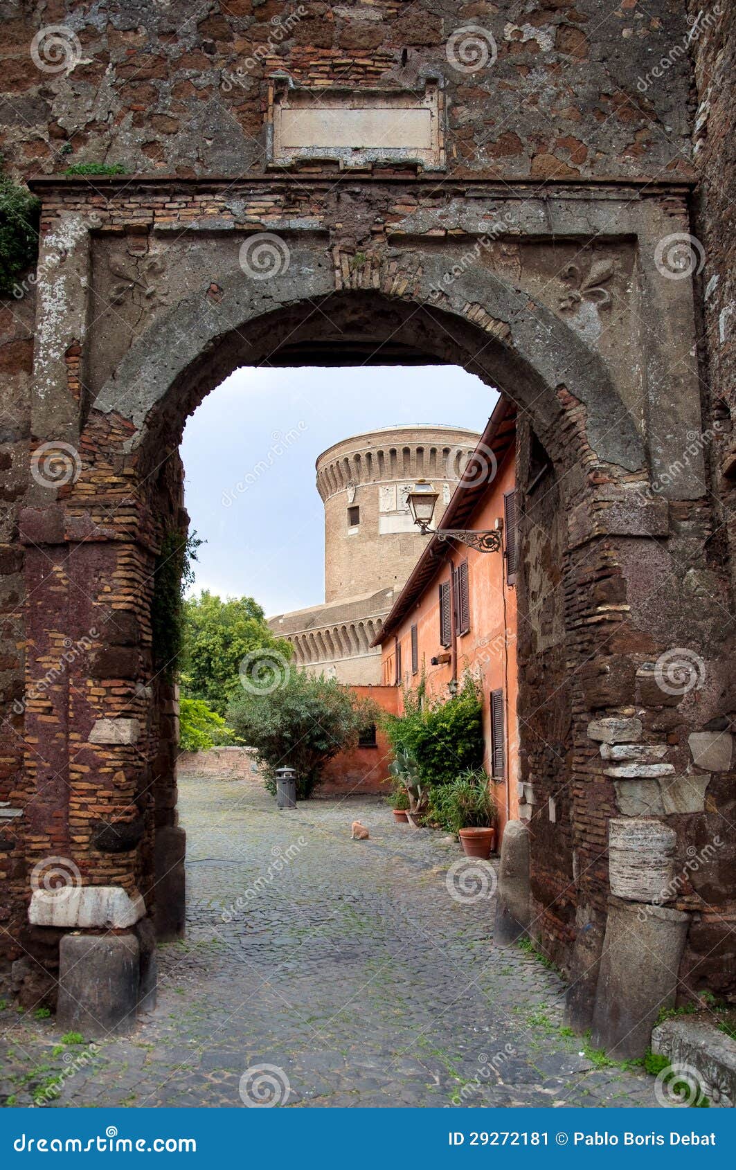 entrance to borgo di ostia antica and castello di giulio ii at r