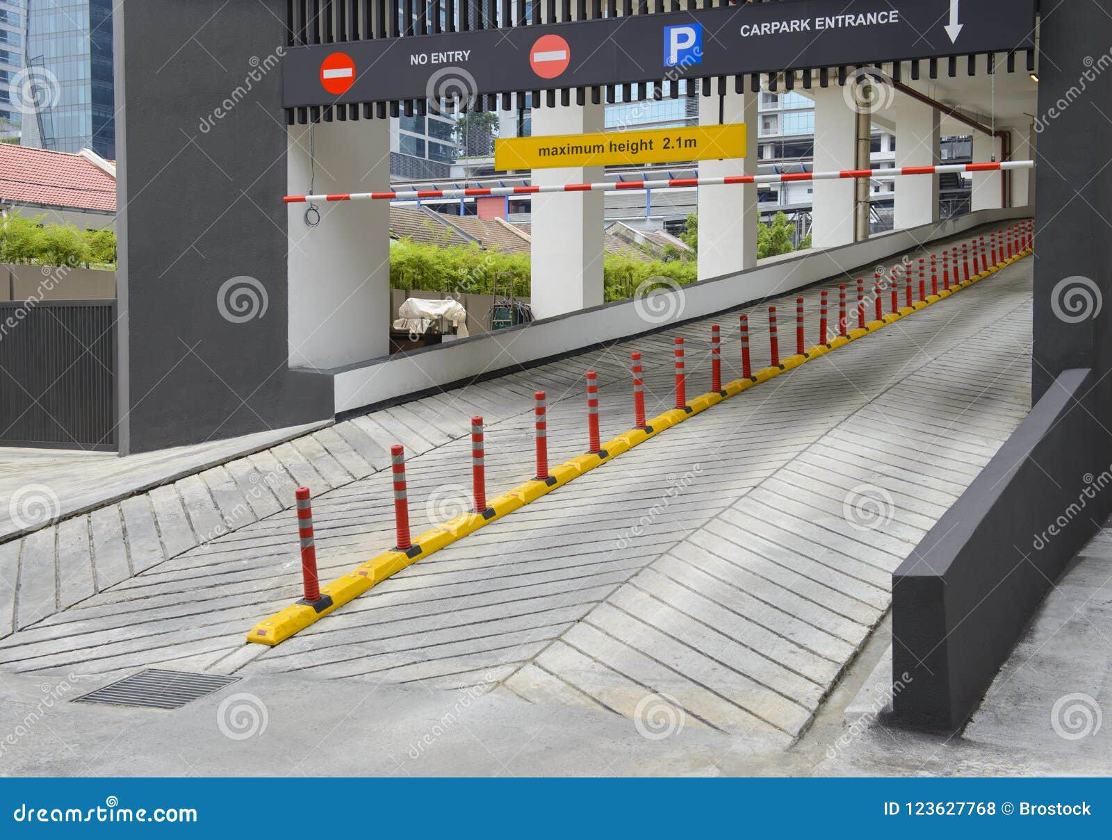Entrance To Car Park Ramp Slope Way on Front of Building Stock Photo ...