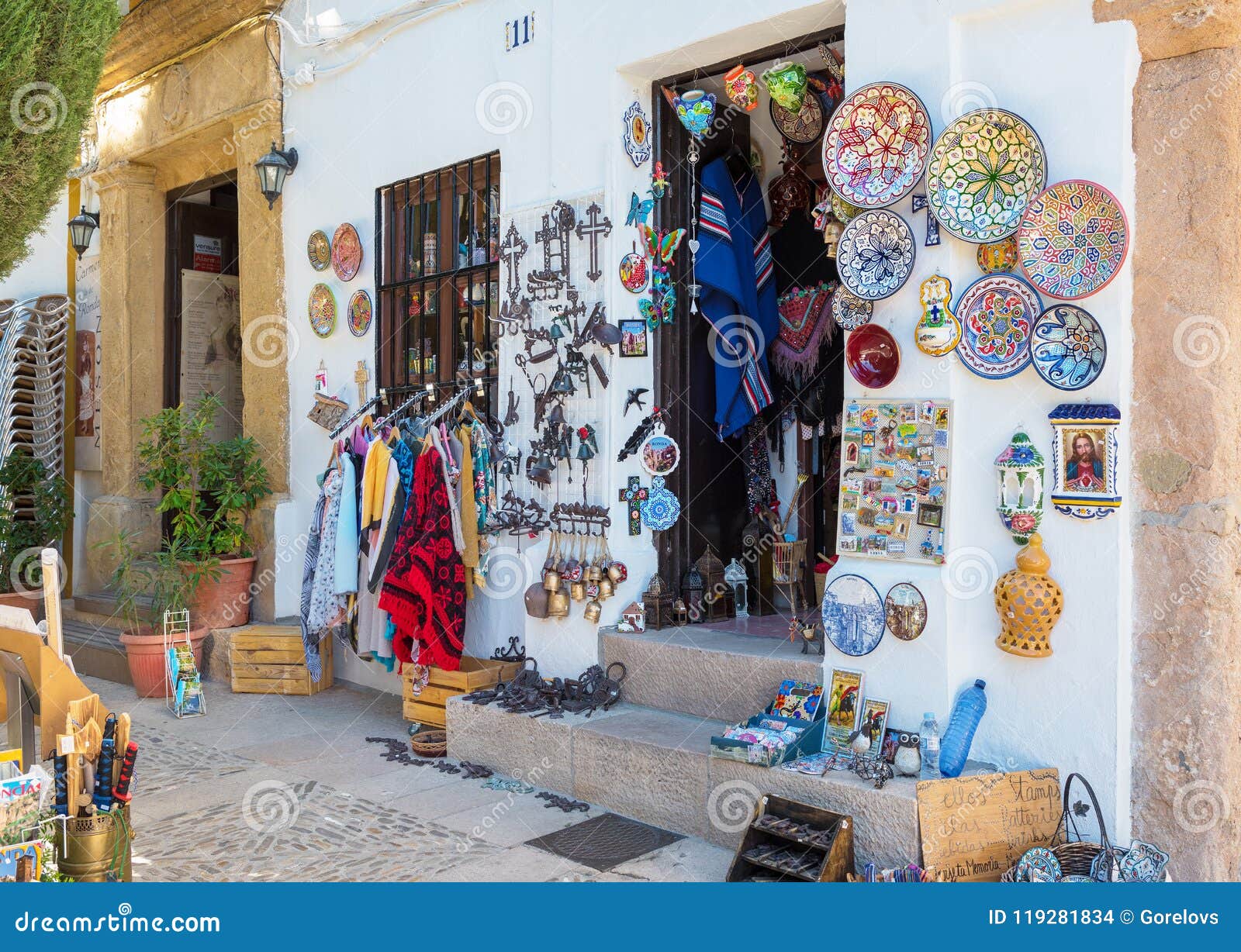 Entrance of Traditional Spanish Souvenir Shop. Editorial Stock Image of ceramic, attraction: