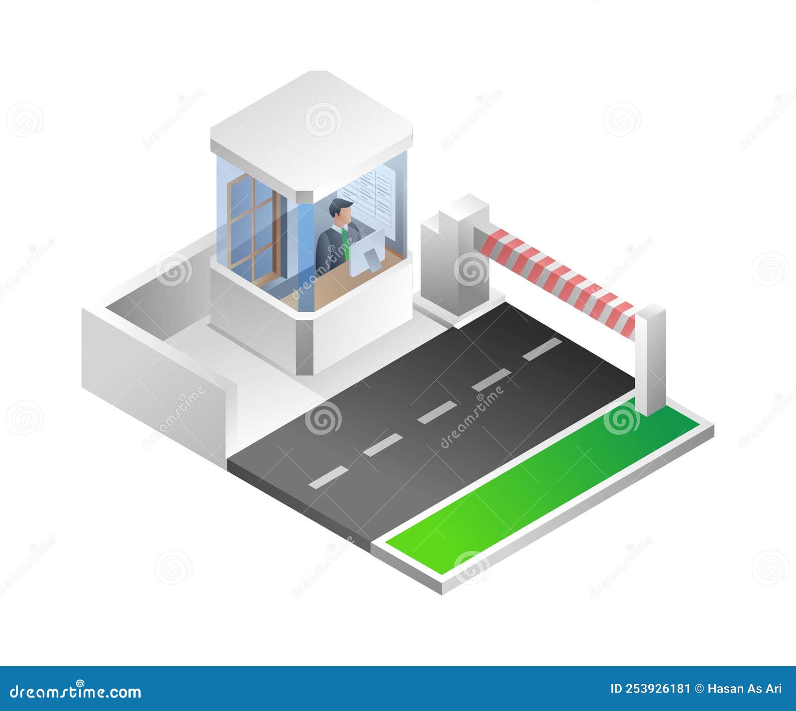 Entrance of the Vehicle Parking Post Stock Illustration Illustration