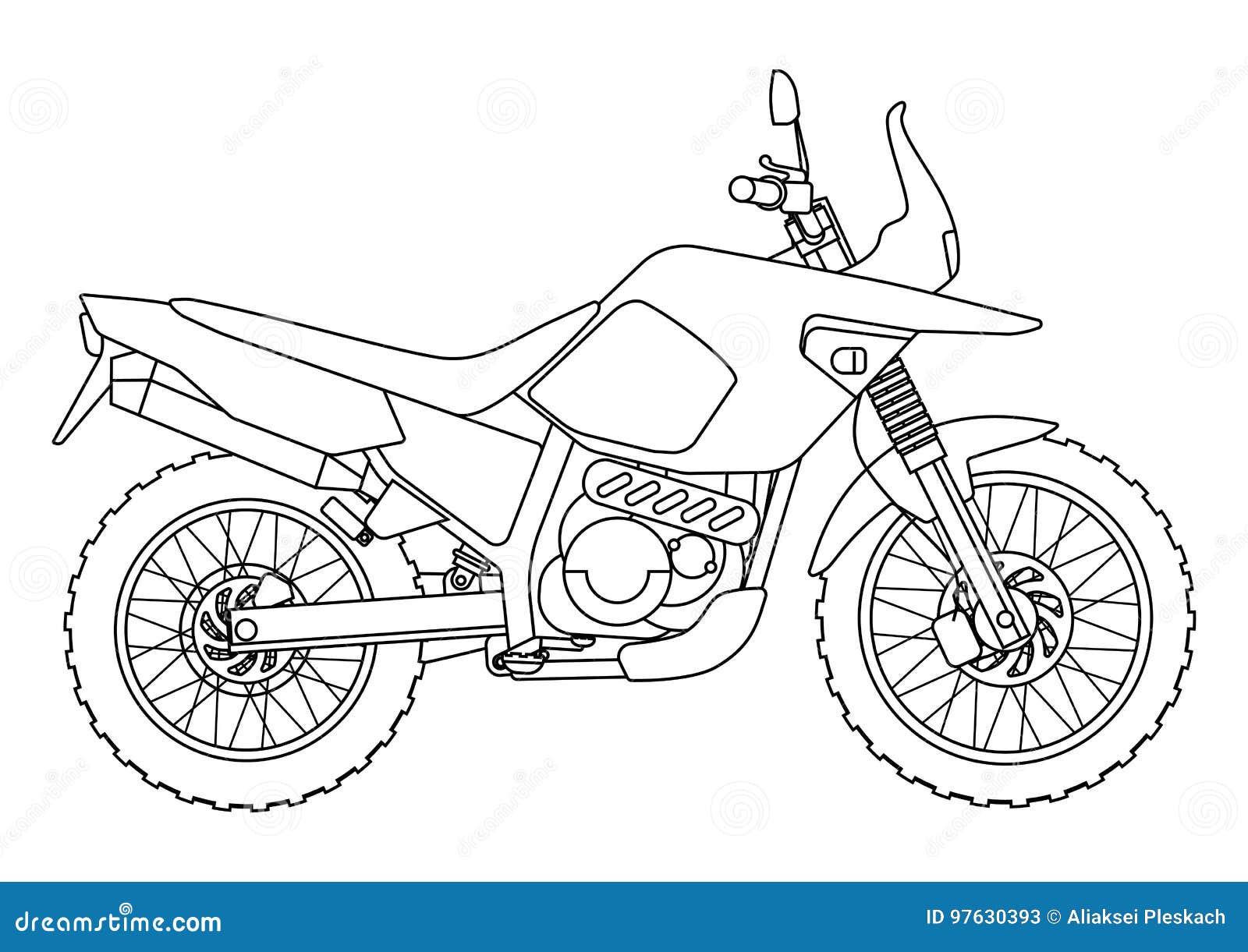 Arte de linha de motocicleta desenhada à mão crianças para livro de colorir  para crianças