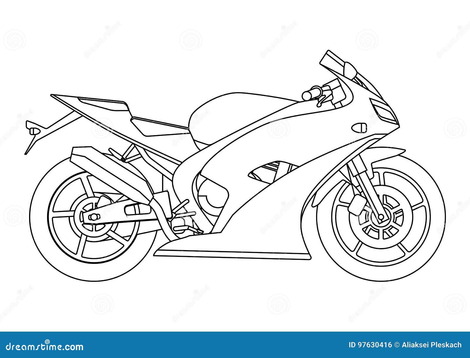 Desenho de motocicleta para colorir preto e branco para livro de colorir