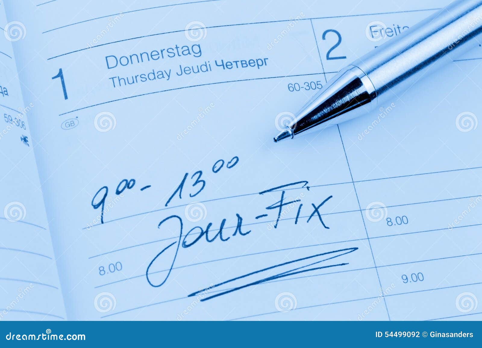 Entry in the Calendar Jour Fix Stock Photo Image of planning, date 54499092