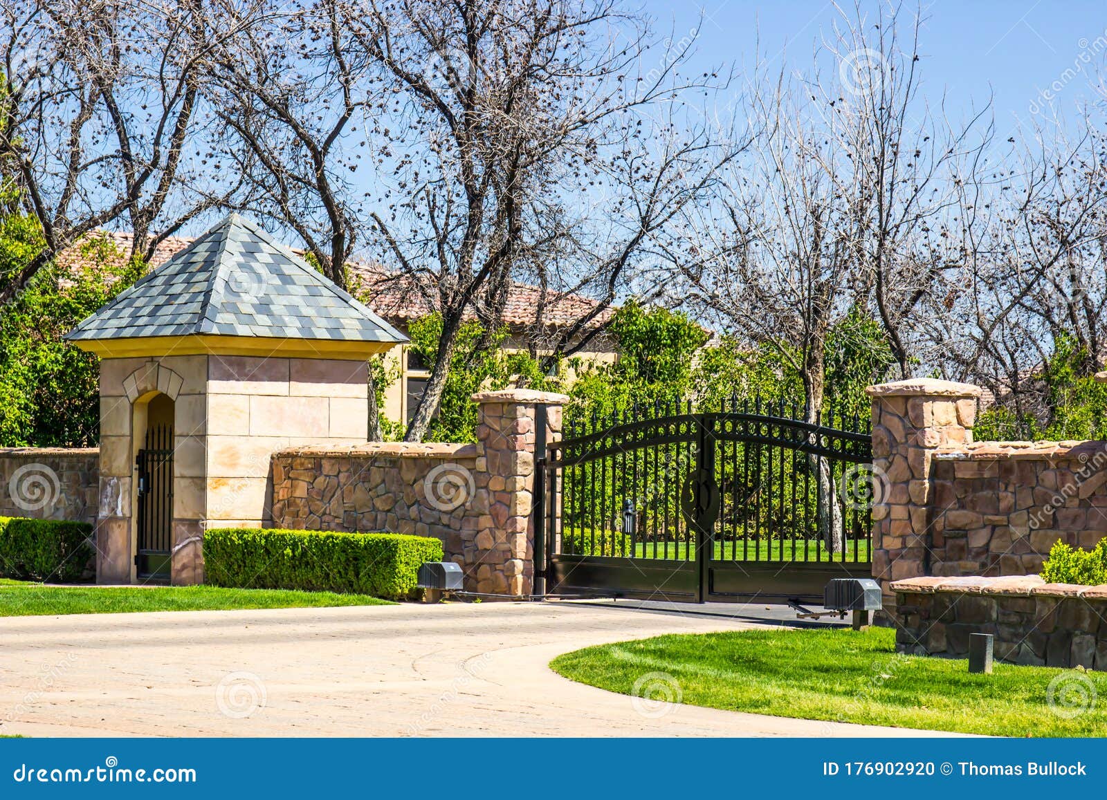 Entry Gate and Gate House stock photo. Image of gate - 176902920