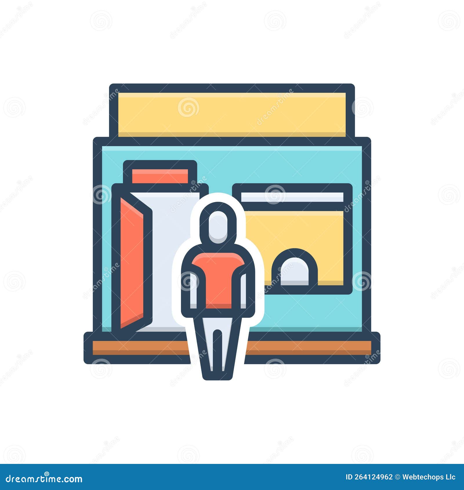 Color Illustration Icon for Entry, Door and Open Stock Vector