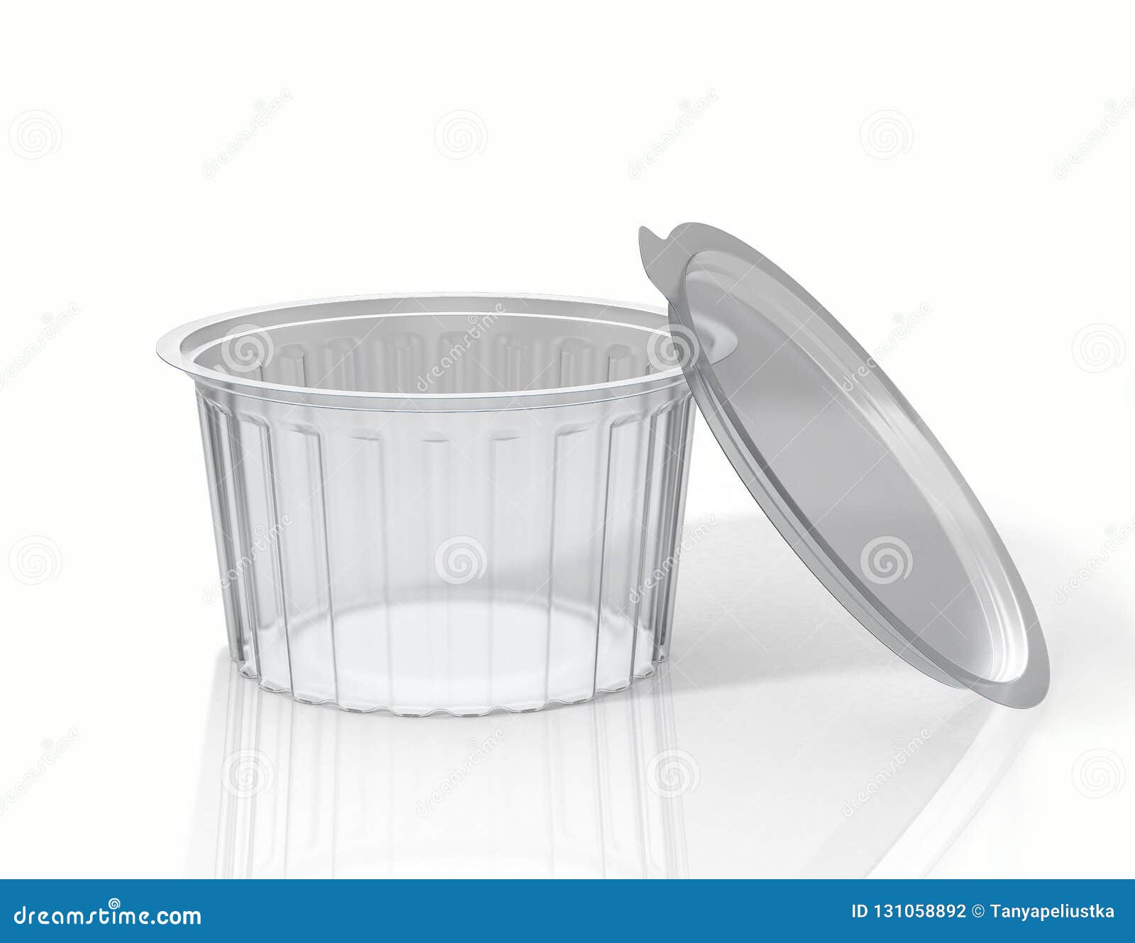 Envase De Plástico Transparente Con La Tapa Abierta Stock de