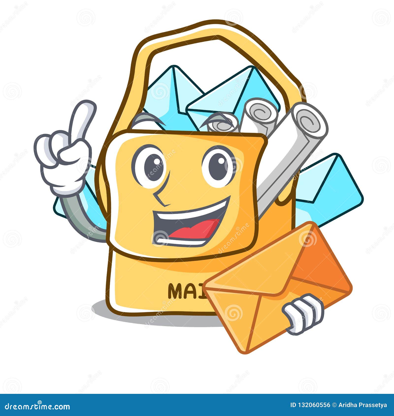 With Envelope the Bag with Shape Mail Cartoon Stock Vector