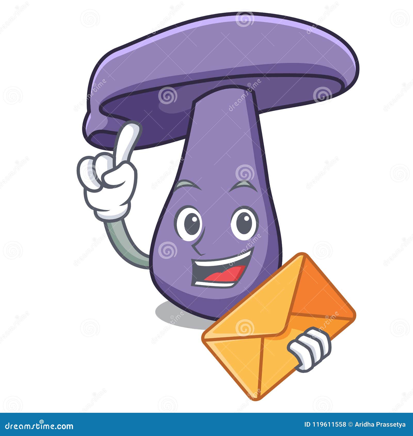 with envelope blewit mushroom character cartoon