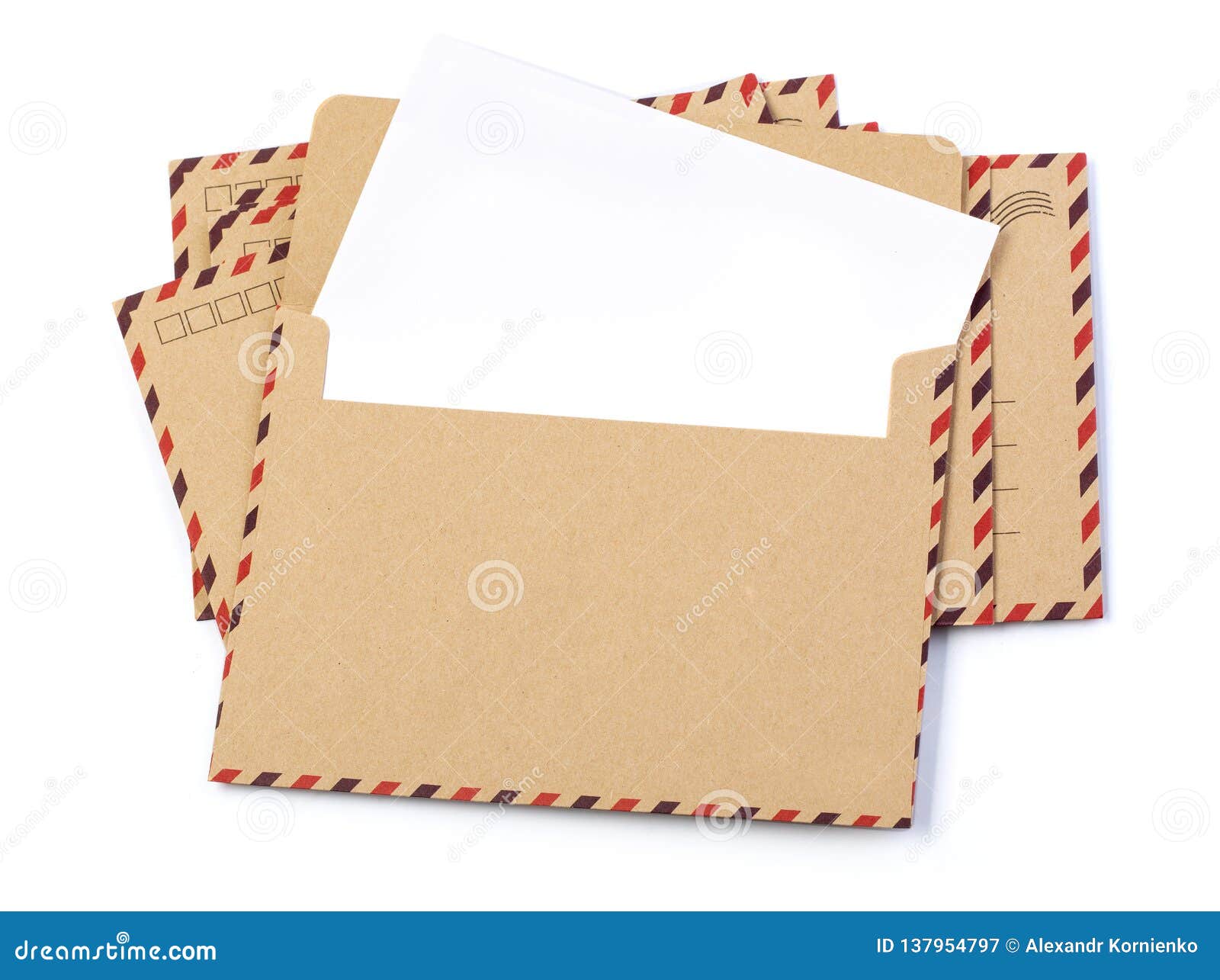 envelope brown-gray wood par avion