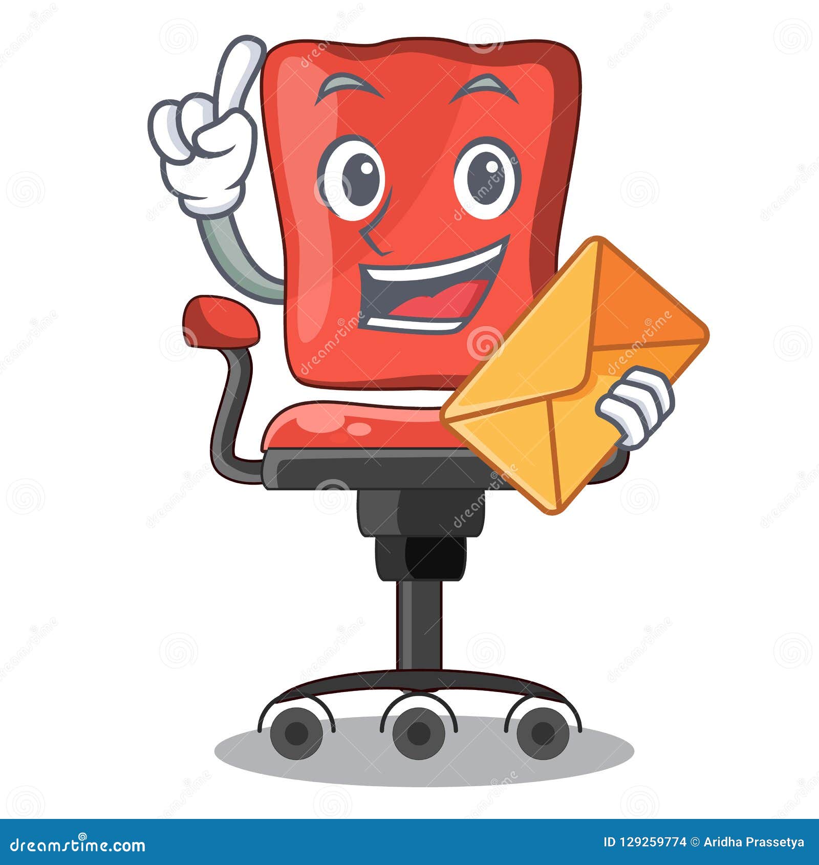 With Envelope Cartoon Desk Chair In The Office Stock Vector