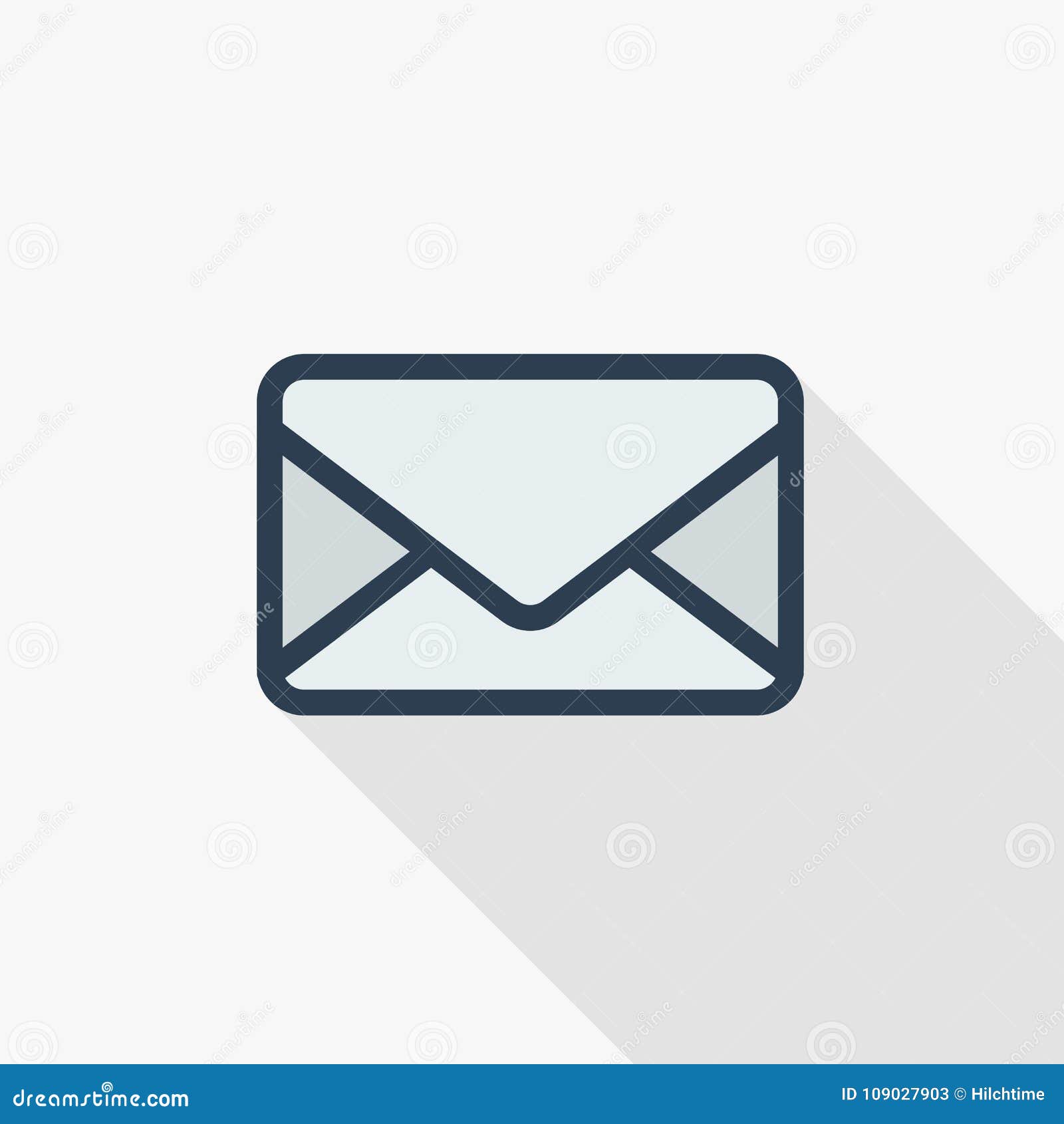 envelope, email letter, mail thin line flat color icon. linear  . colorful long shadow .